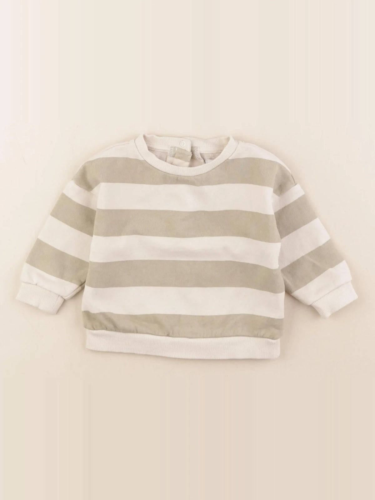 Vertbaudet - sweat beige, vert - 9 mois