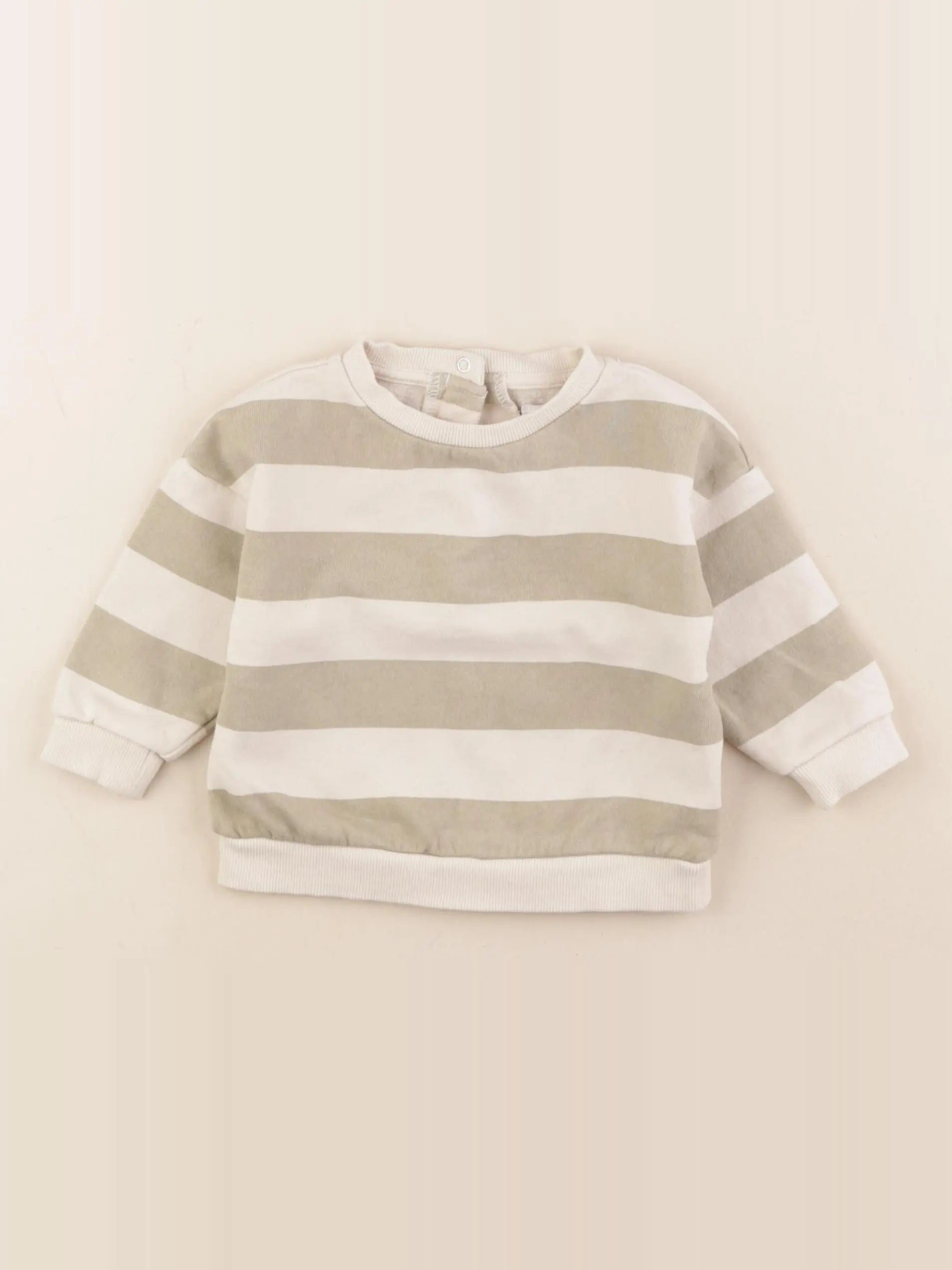 Vertbaudet - sweat beige, vert - 9 mois