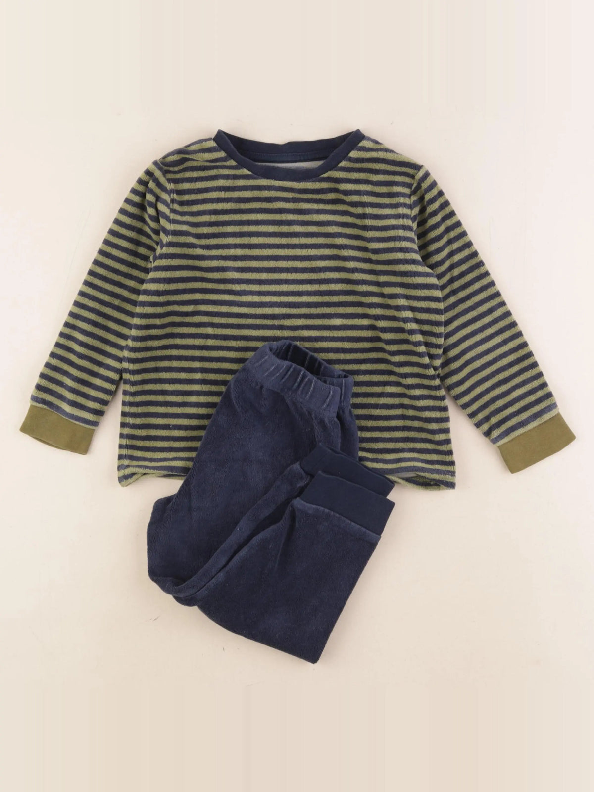 Vertbaudet - pyjama velours vert - 3 ans