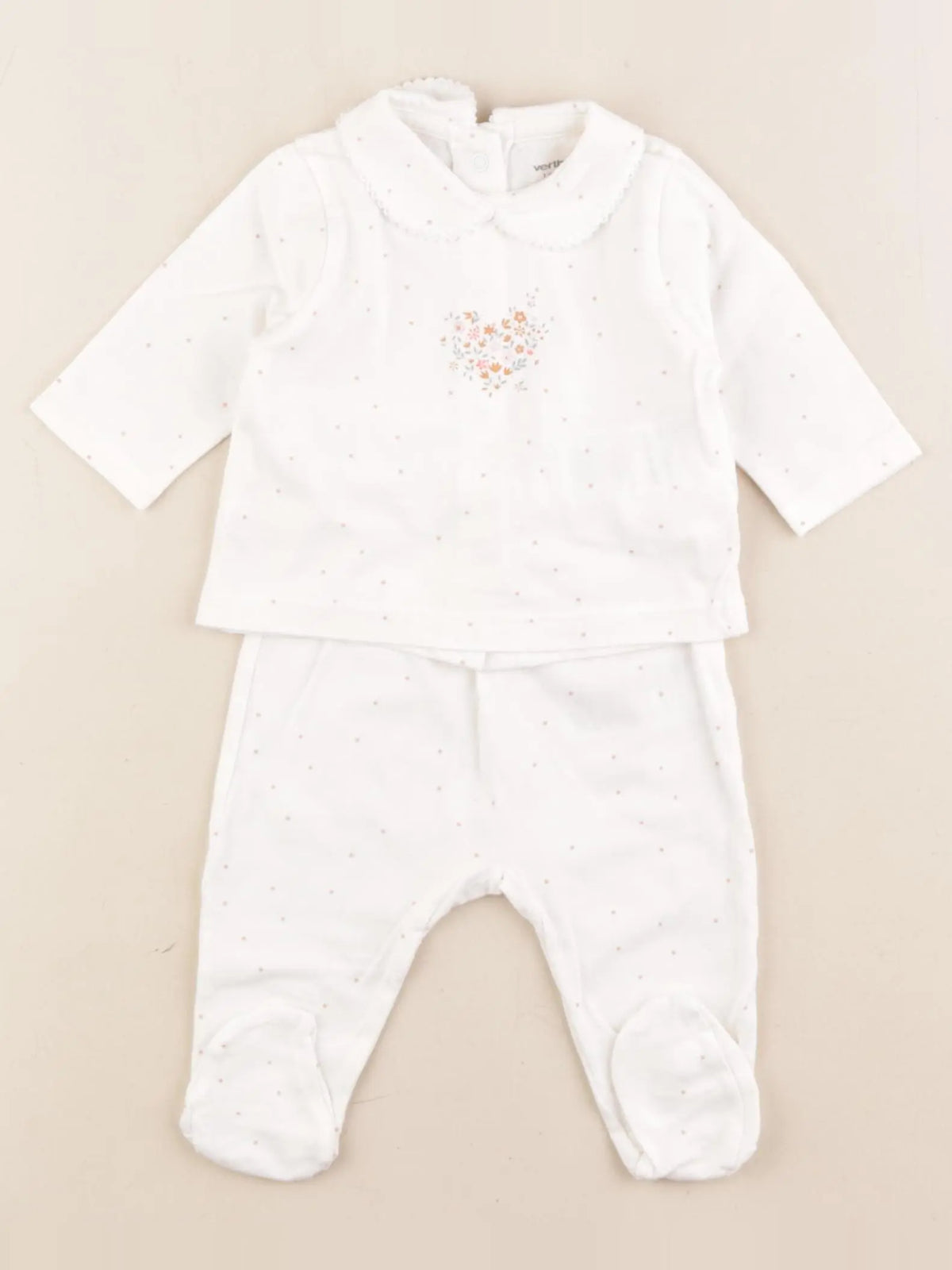 Vertbaudet - pyjama coton blanc - 1 mois