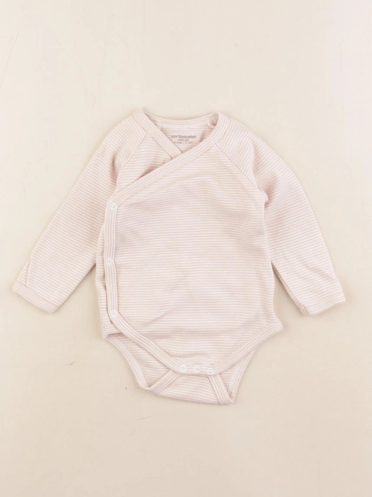 Vertbaudet - body rose, blanc - 9 mois