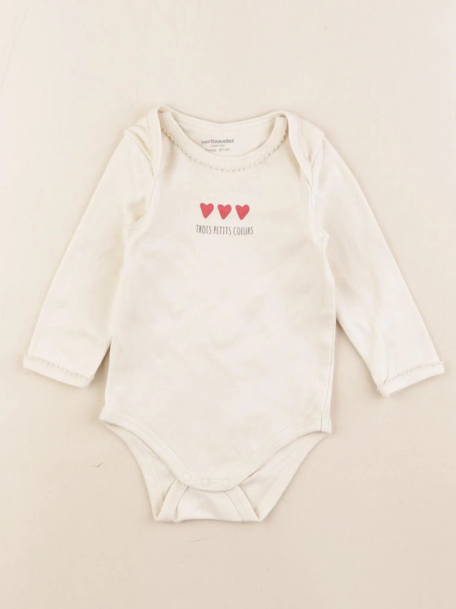 Vertbaudet - body beige - 6 mois