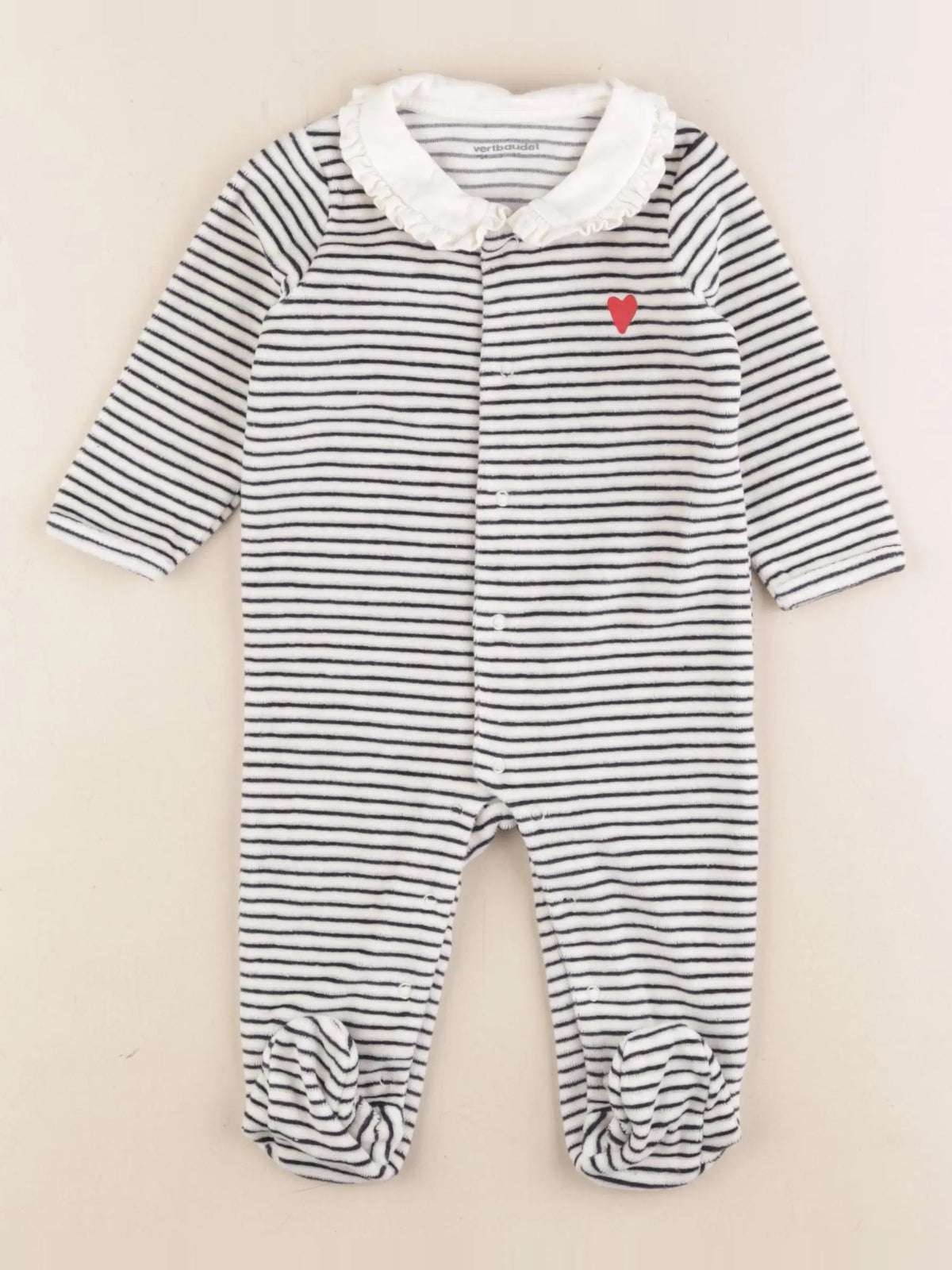 Vertbaudet - pyjama velours blanc, bleu - 6 mois