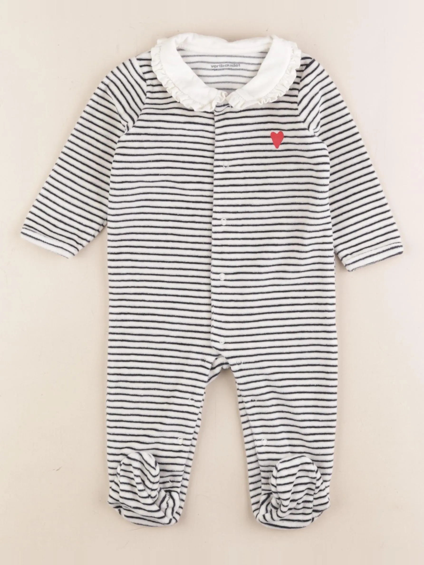 Vertbaudet - pyjama velours blanc, bleu - 6 mois