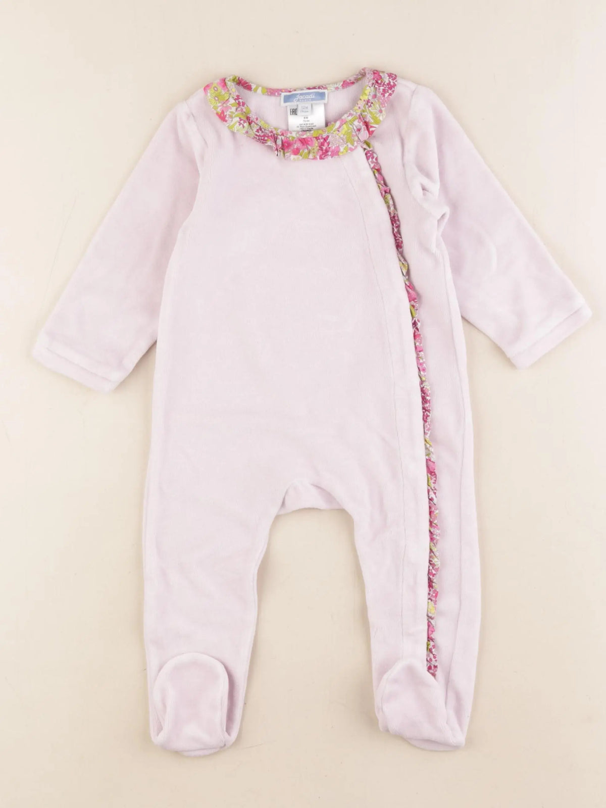 Jacadi - pyjama velours rose - 12 mois
