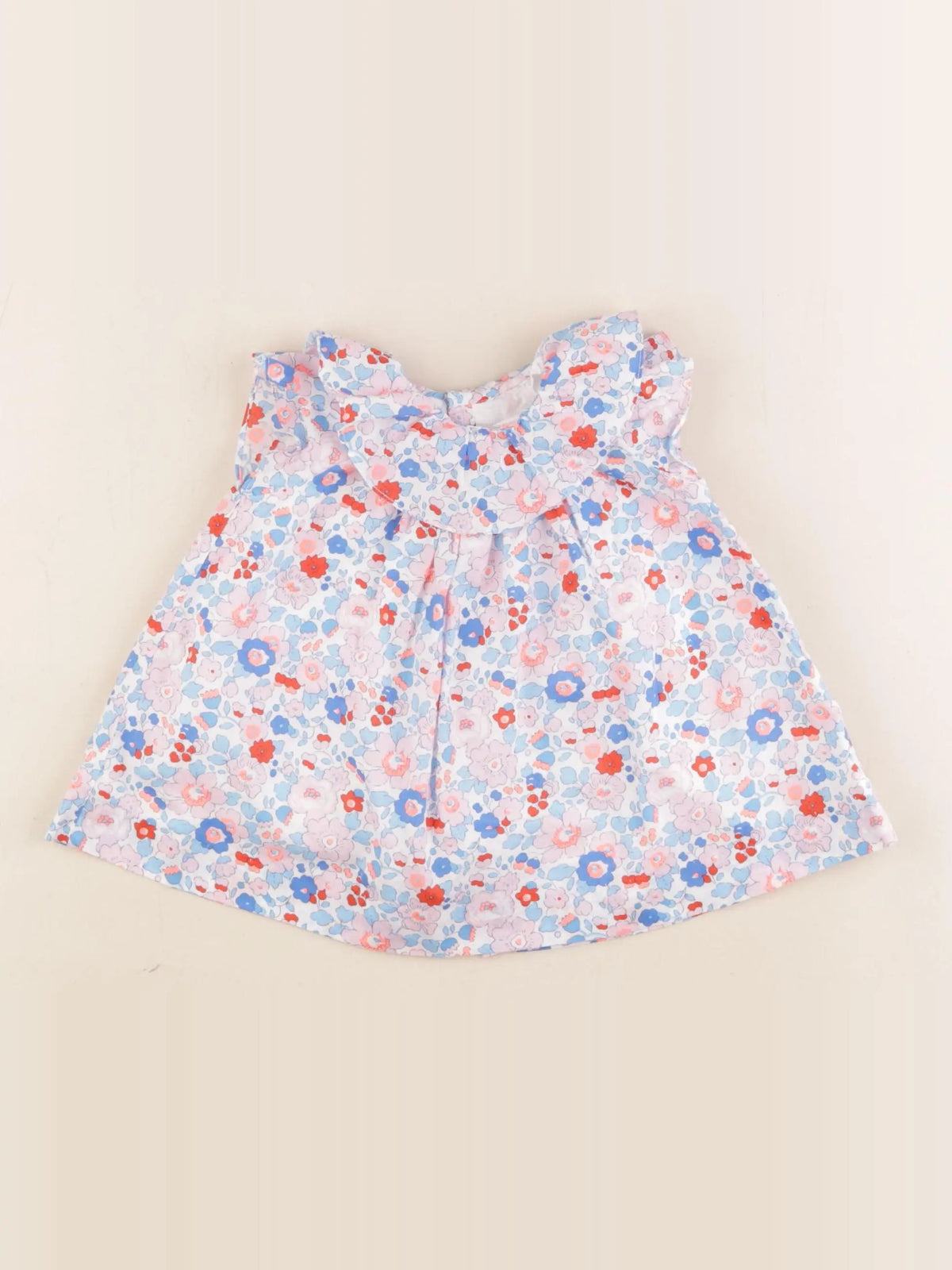 Jacadi - robe liberty bleu, rose - 3 mois