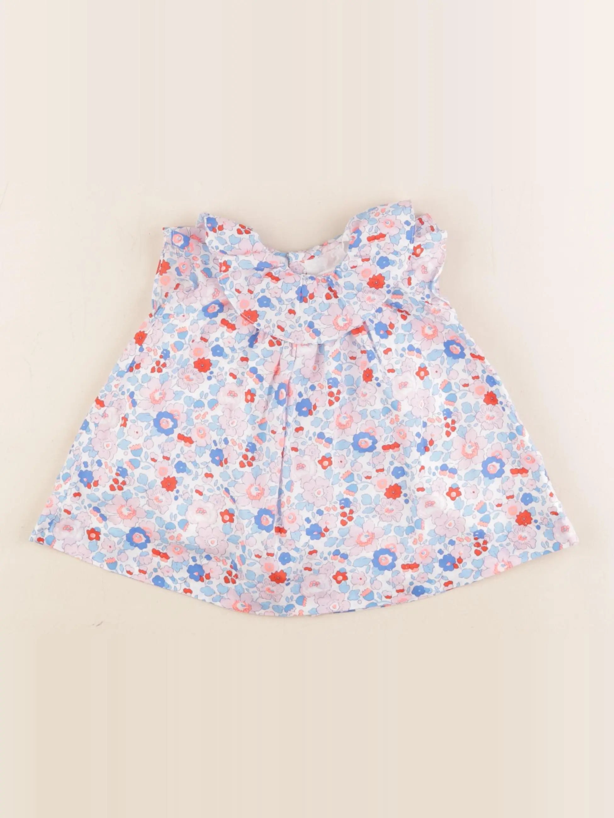 Jacadi - robe liberty bleu, rose - 3 mois