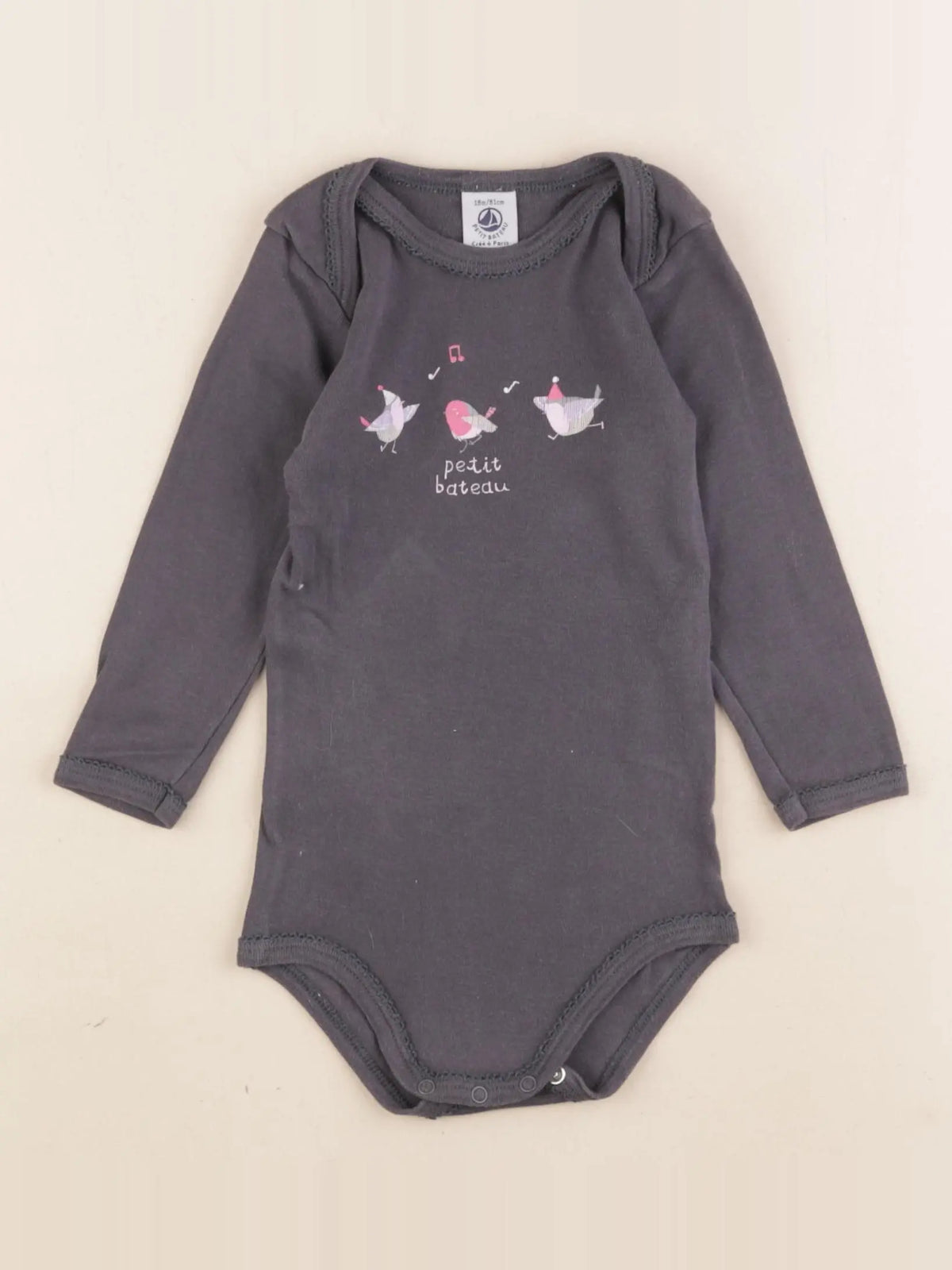 Petit Bateau - body gris - 18 mois