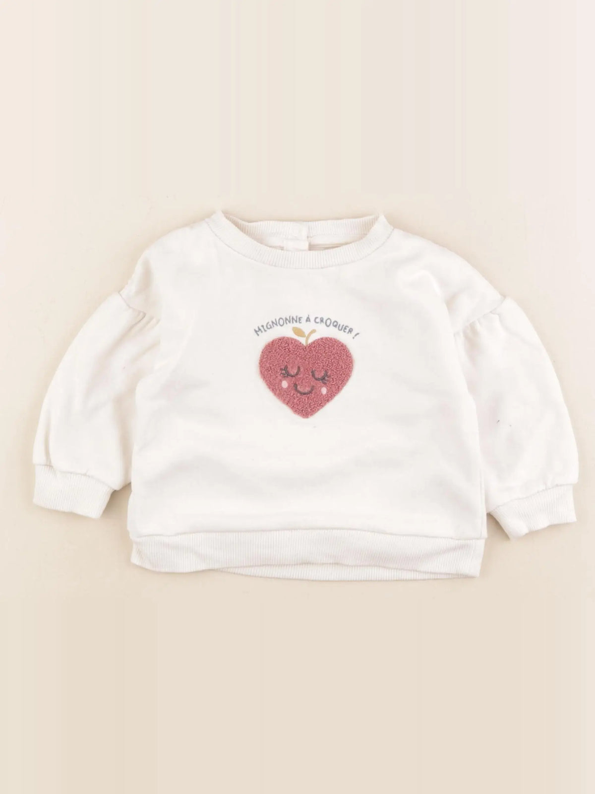 Vertbaudet - sweat beige - 6 mois