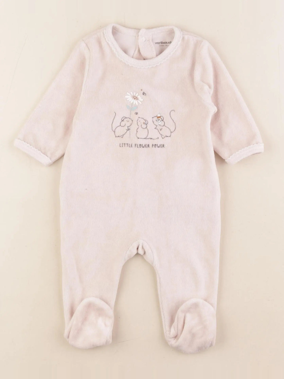 Vertbaudet - pyjama velours beige - 3 mois