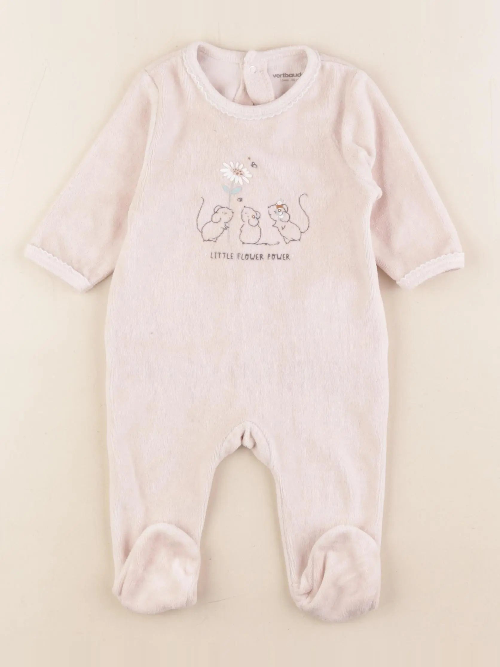 Vertbaudet - pyjama velours beige - 3 mois