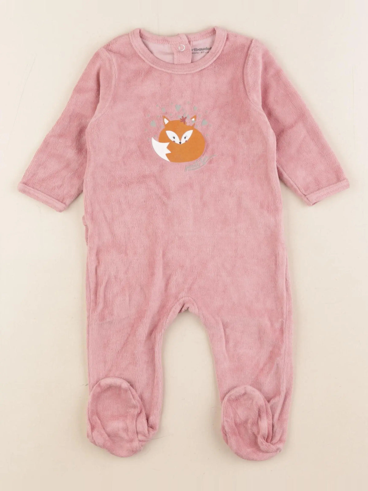 Vertbaudet - pyjama velours rose - 6 mois