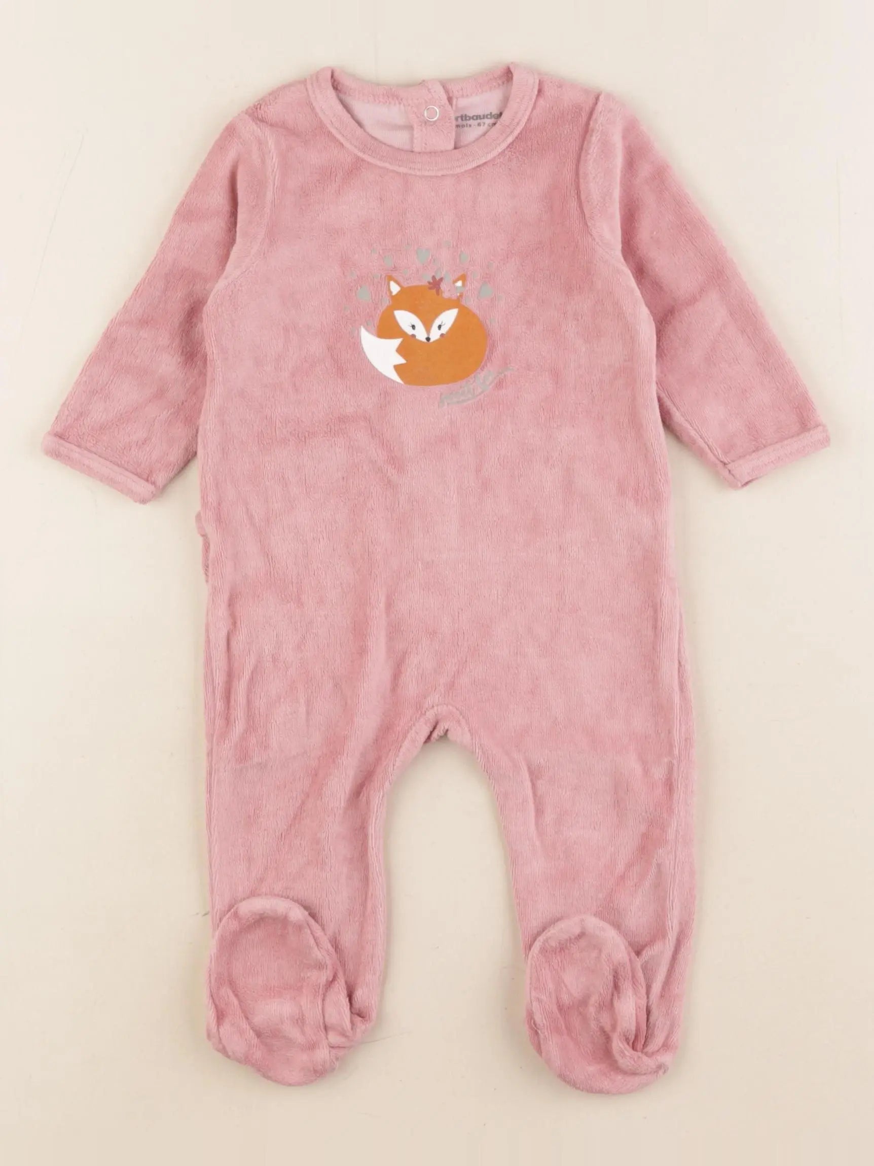 Vertbaudet - pyjama velours rose - 6 mois
