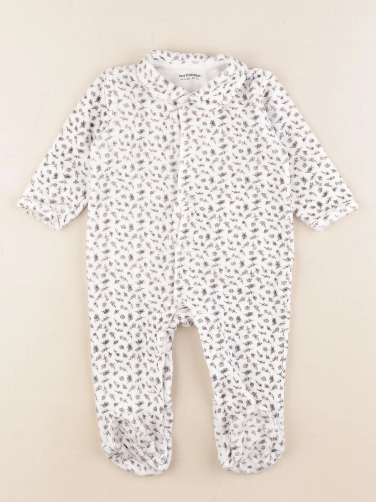 Vertbaudet - pyjama velours multicolore - 6 mois