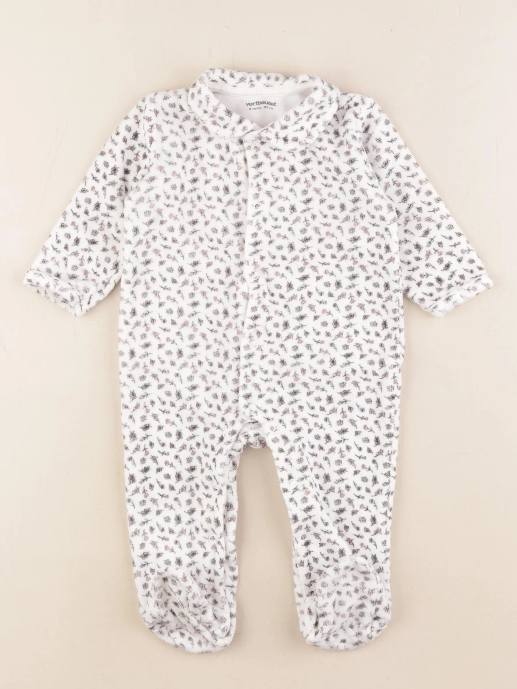 Vertbaudet - pyjama velours multicolore - 6 mois