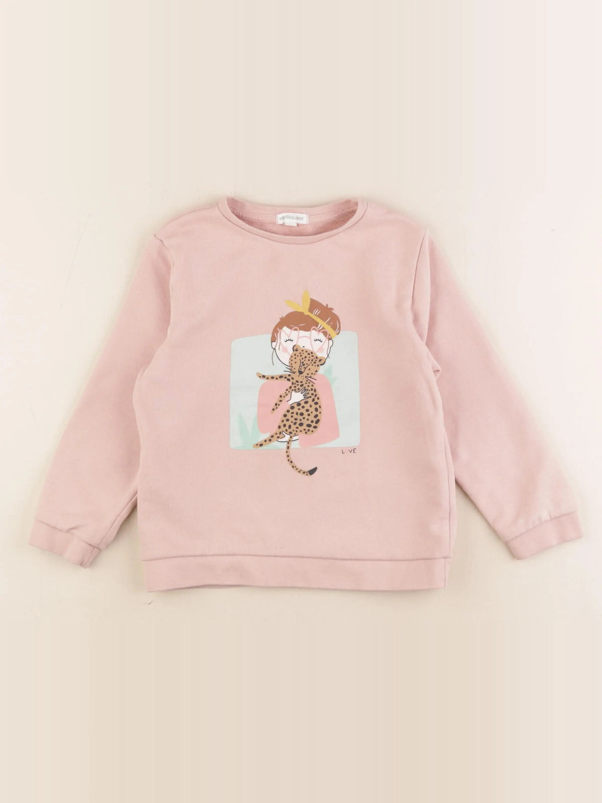 Vertbaudet - sweat rose - 6 ans