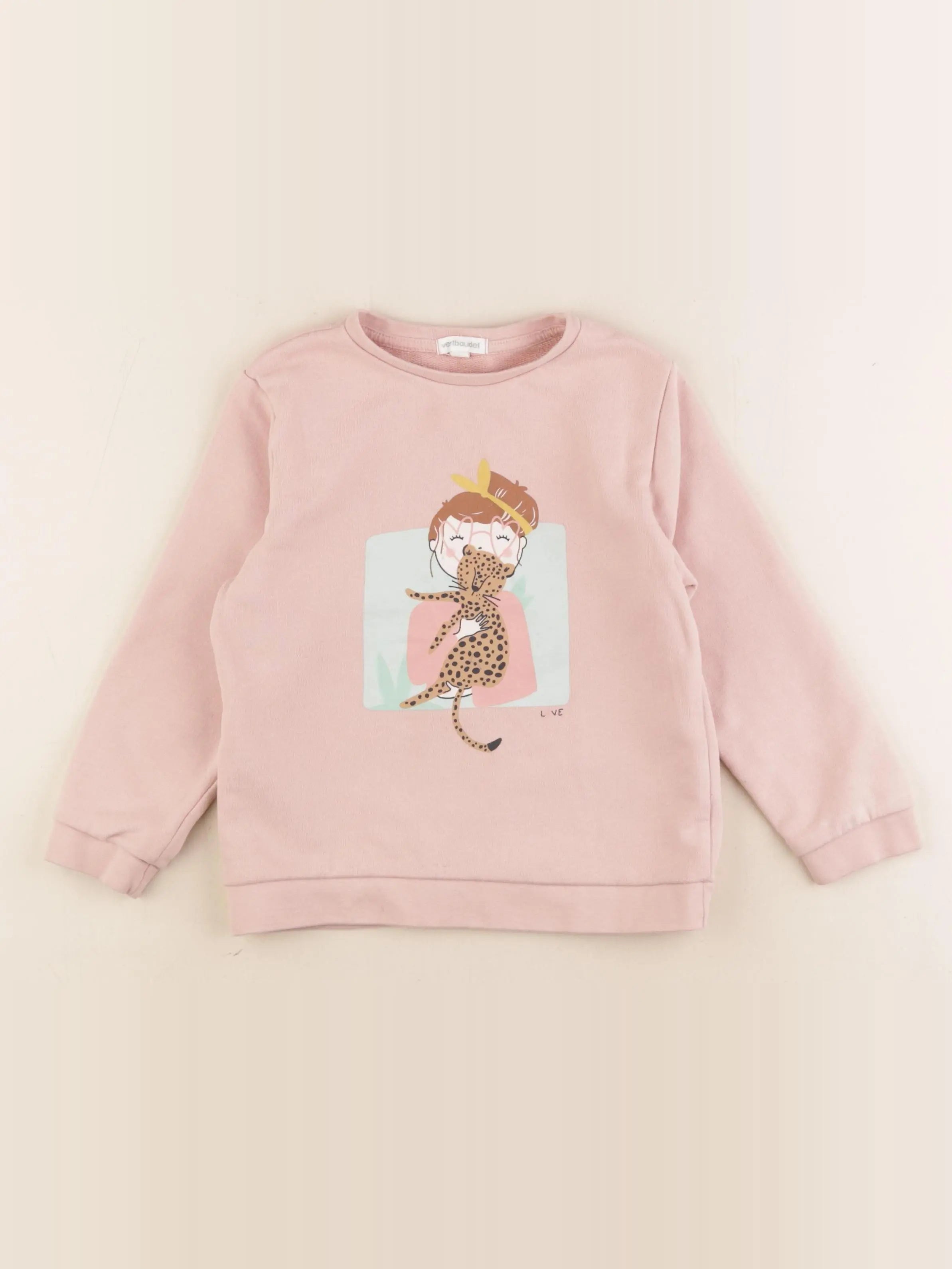 Vertbaudet - sweat rose - 6 ans