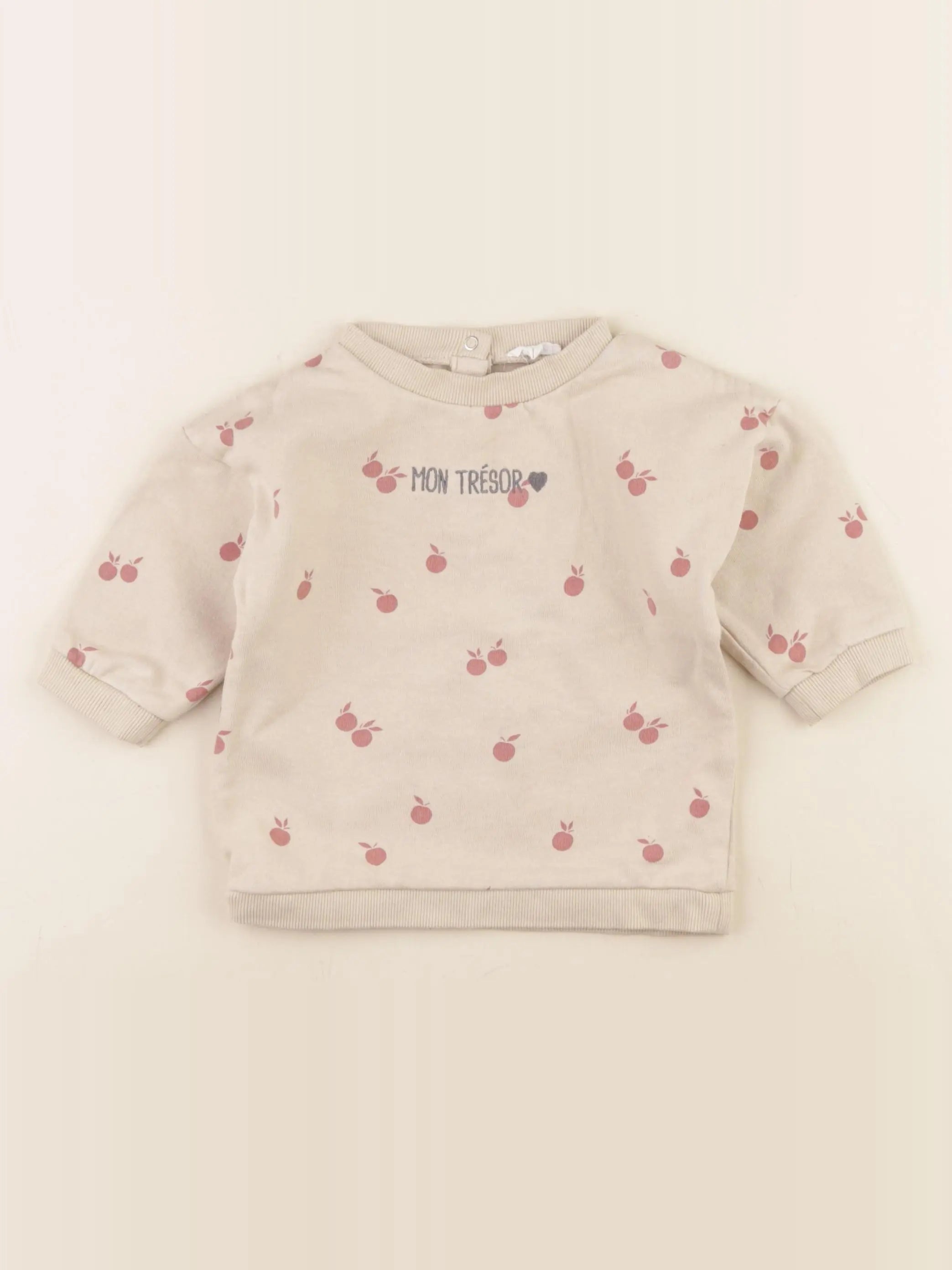 Vertbaudet - sweat beige - 12 mois