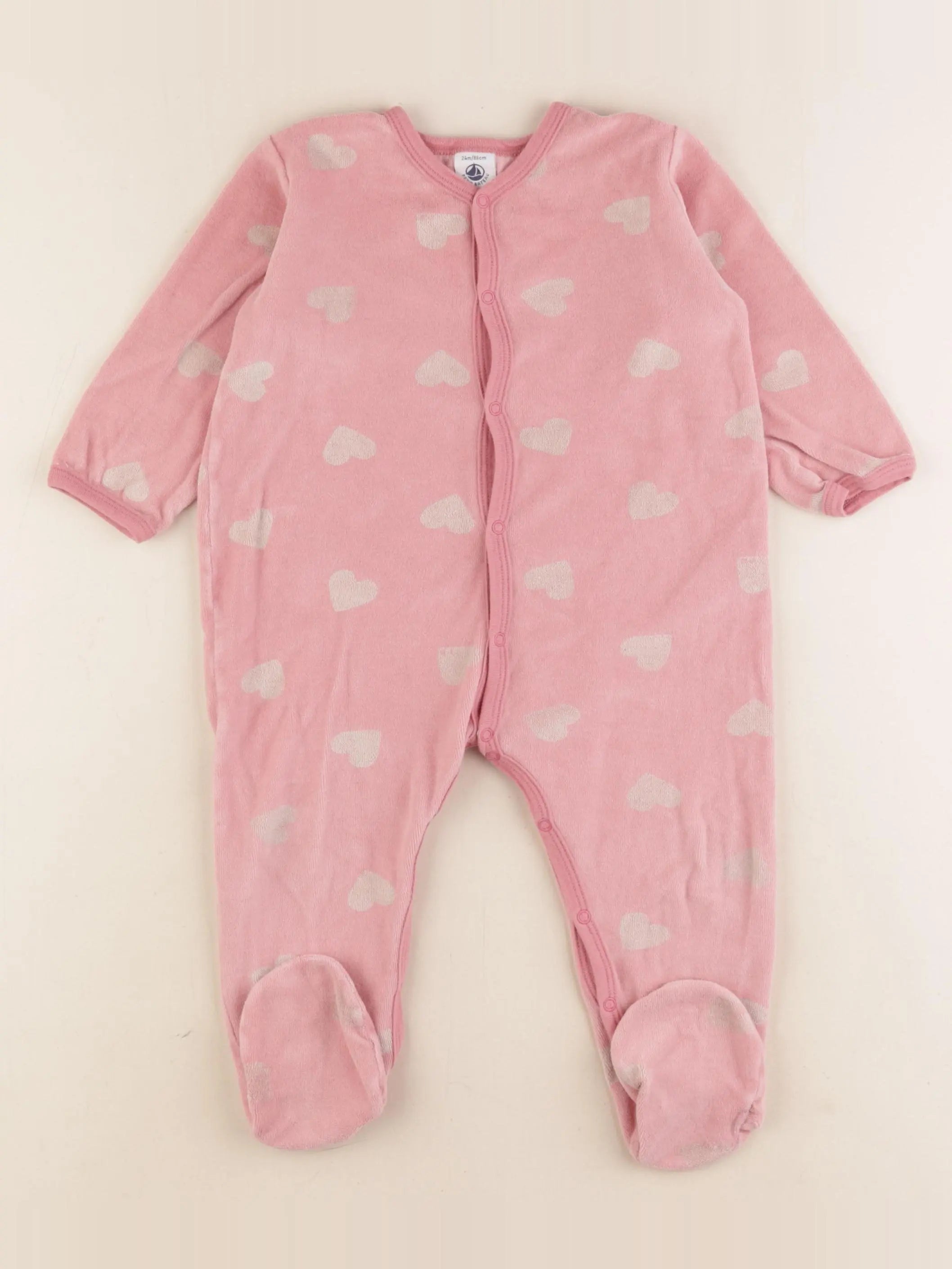 Petit Bateau - pyjama velours rose - 24 mois