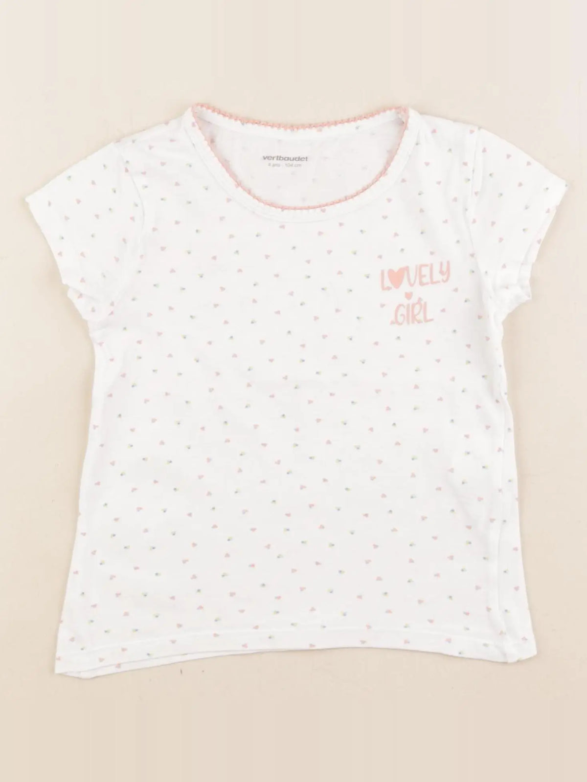 Vertbaudet - maillot de corps blanc, orange - 4 ans