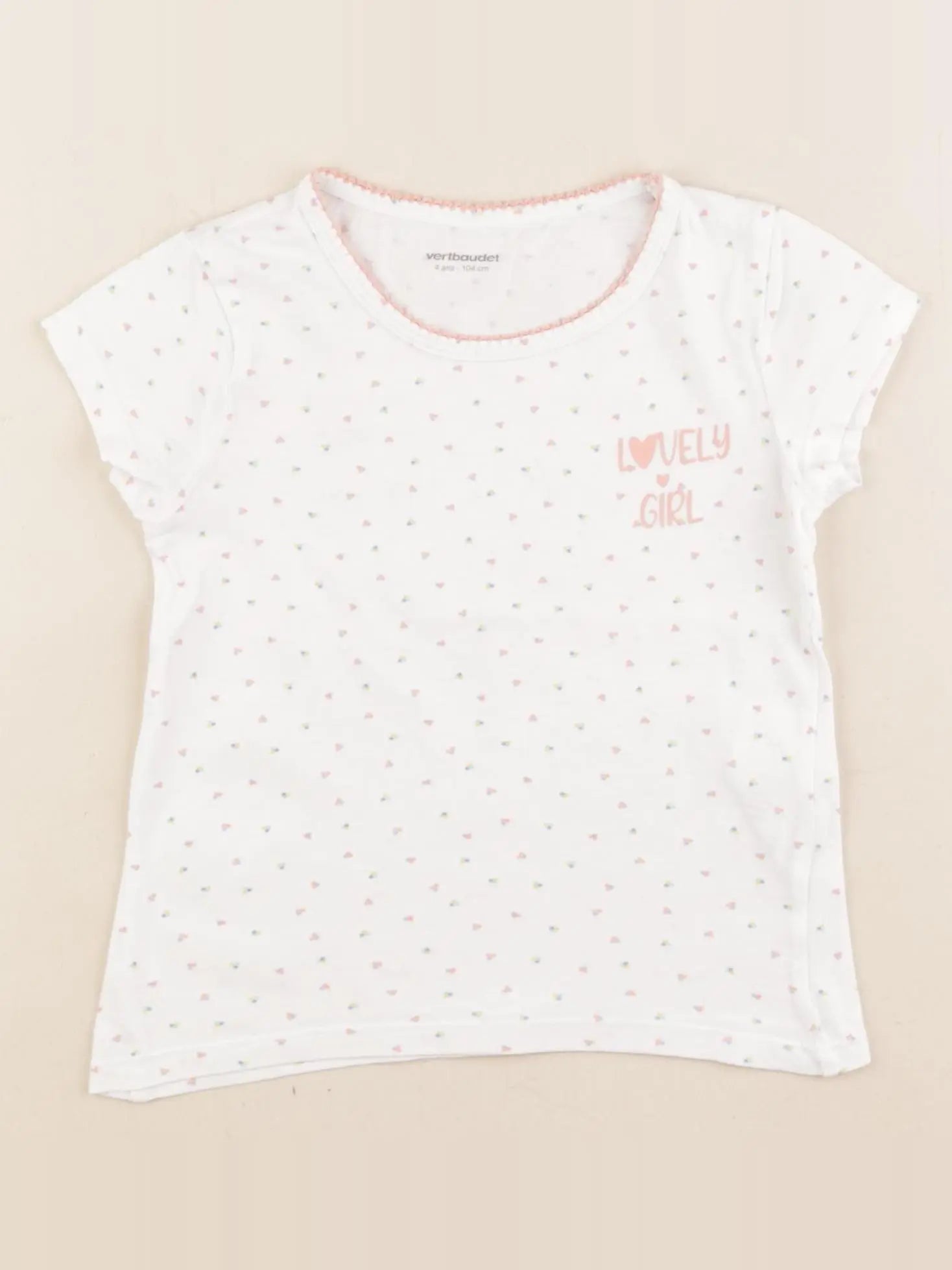Vertbaudet - maillot de corps blanc, orange - 4 ans
