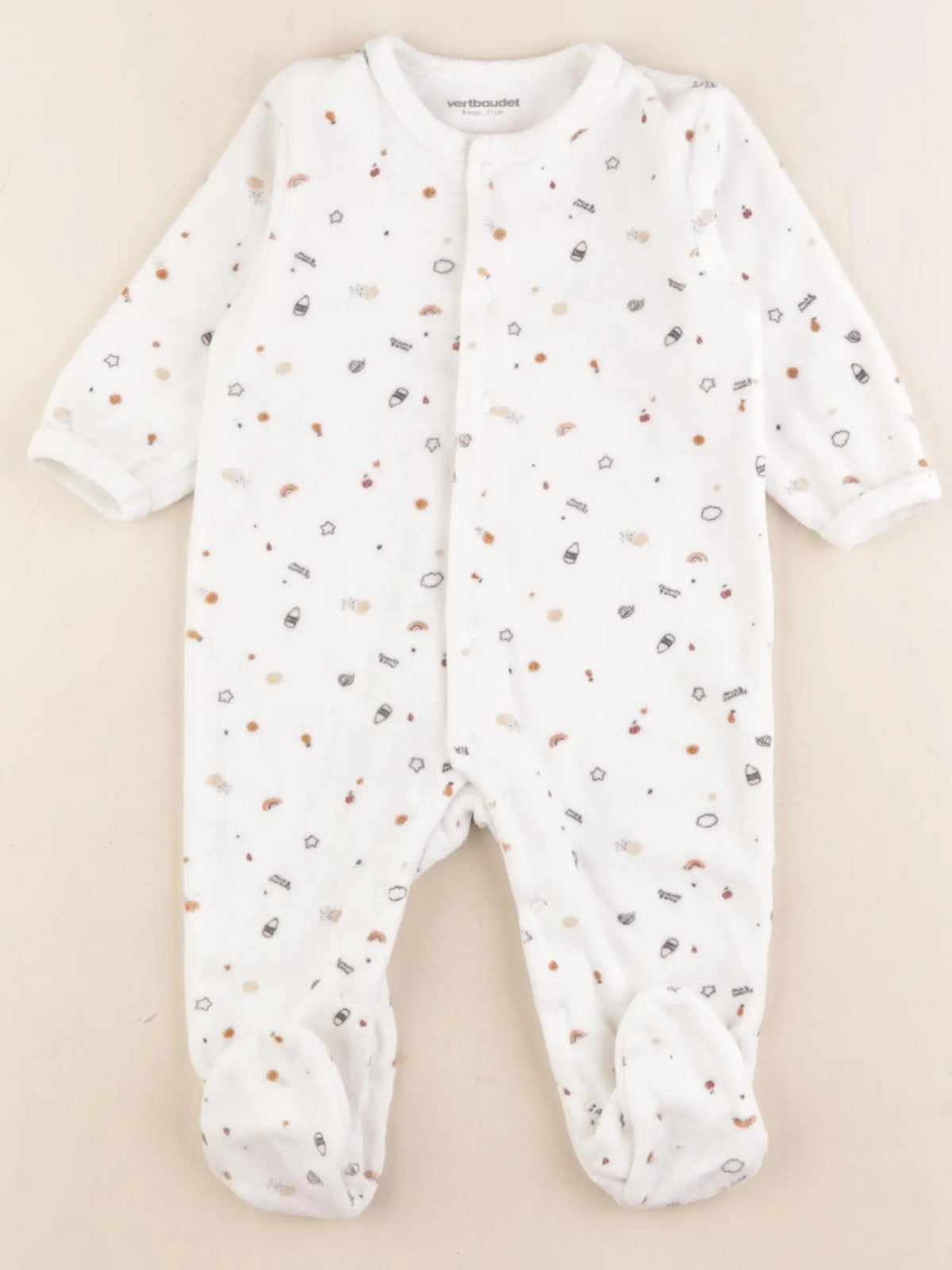 Vertbaudet - pyjama velours blanc - 9 mois