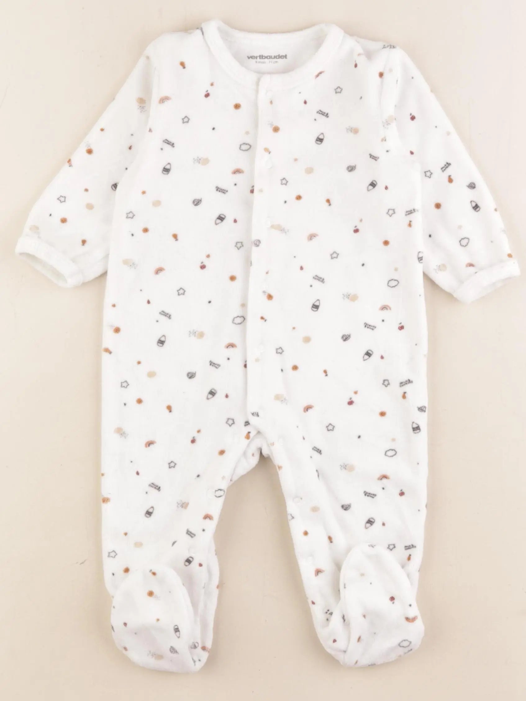Vertbaudet - pyjama velours blanc - 9 mois
