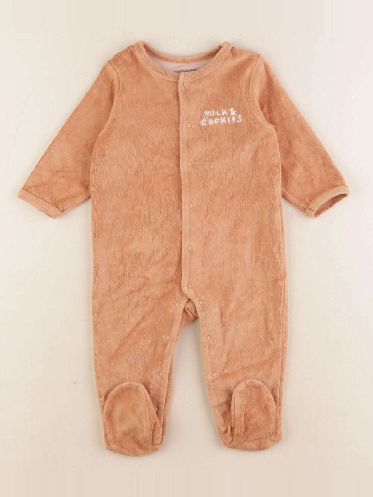 Vertbaudet - pyjama velours marron - 9 mois