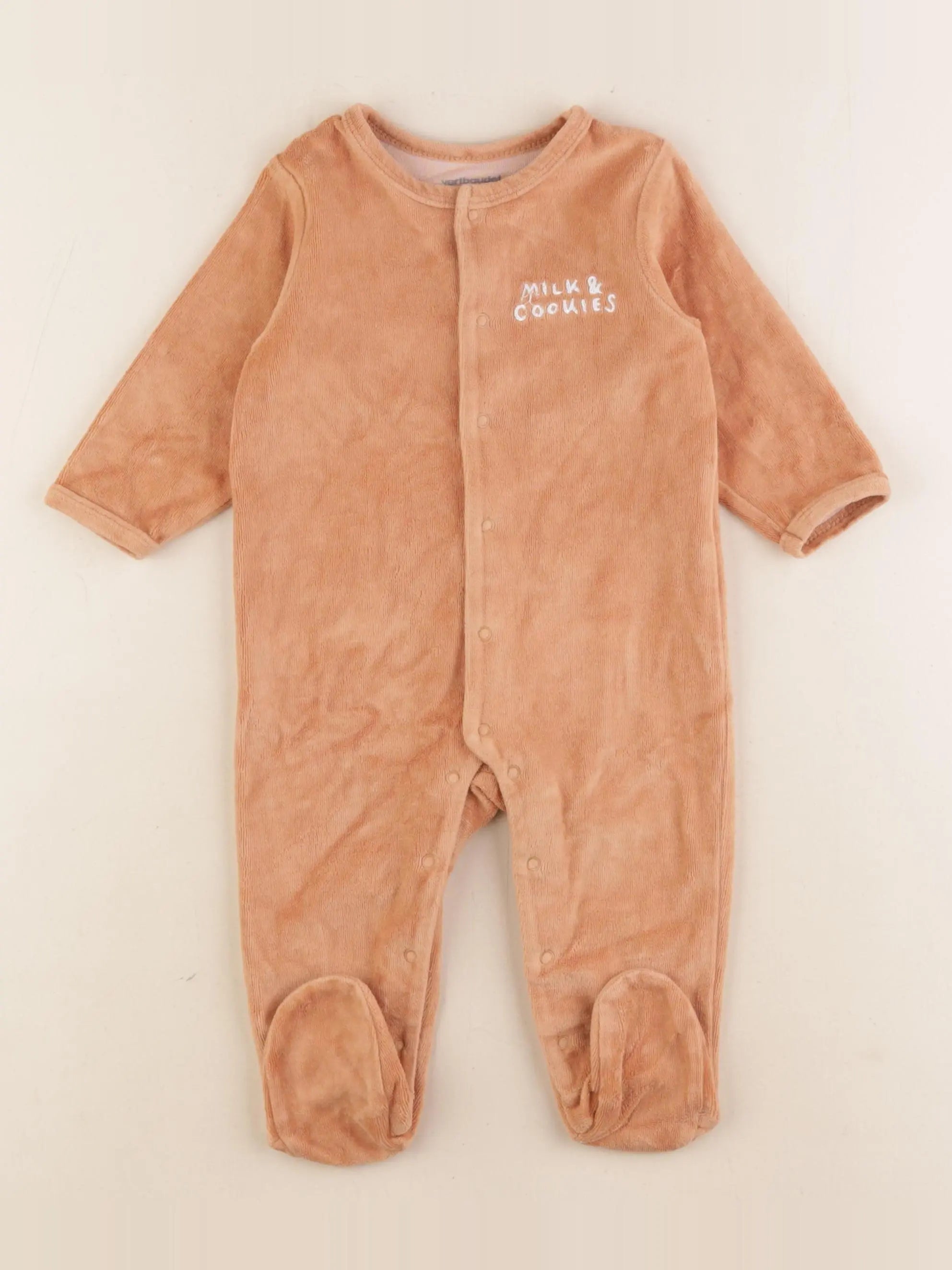 Vertbaudet - pyjama velours marron - 9 mois