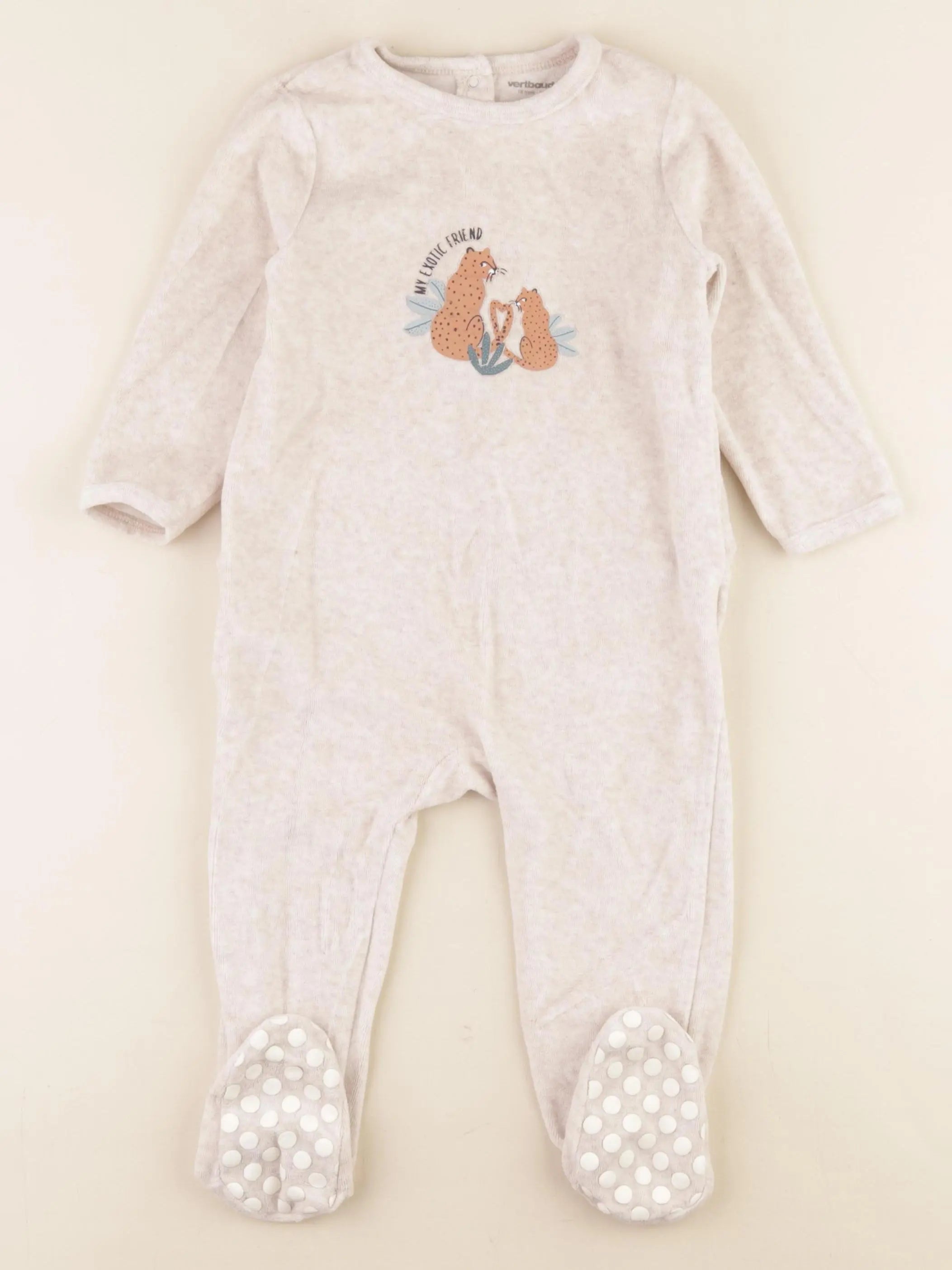 Vertbaudet - pyjama velours marron - 18 mois