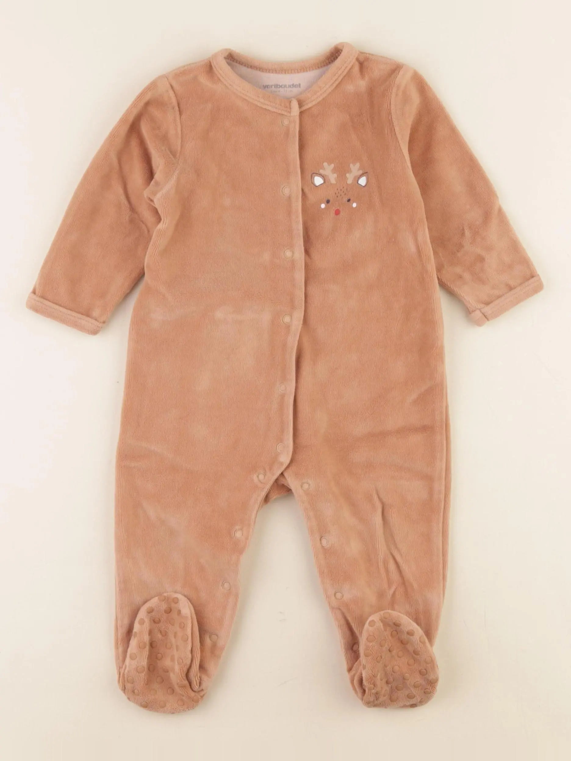 Vertbaudet - pyjama velours marron - 6/9 mois