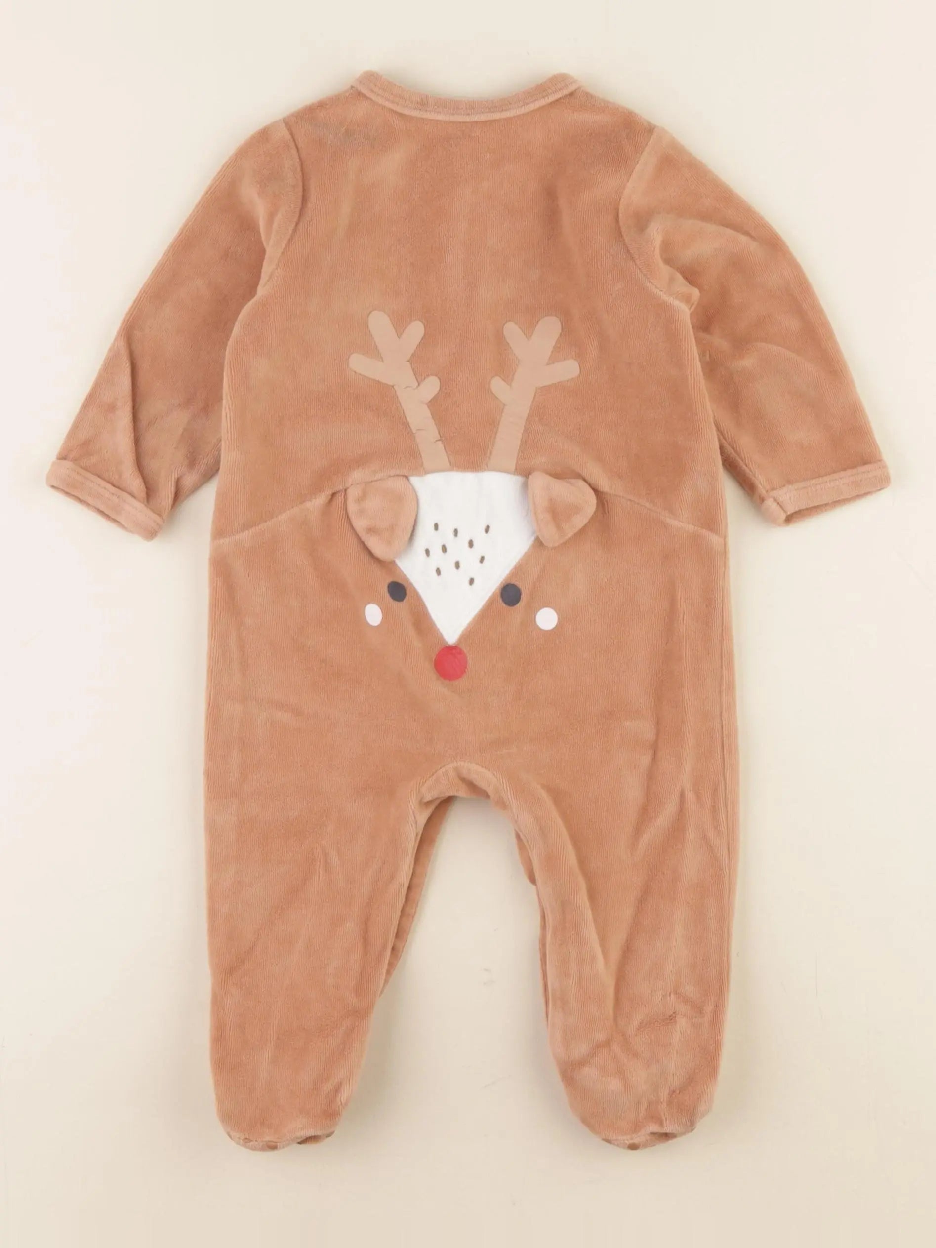 Vertbaudet - pyjama velours marron - 6/9 mois