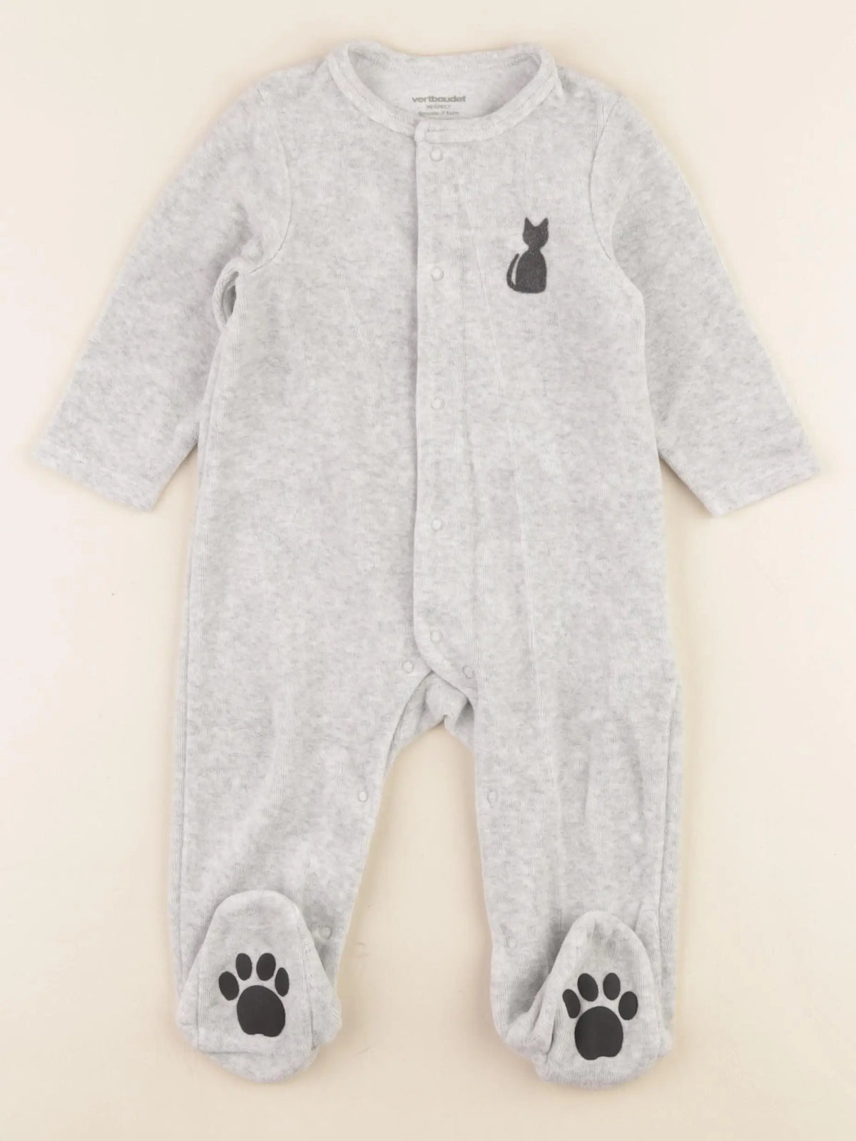 Vertbaudet - pyjama velours gris - 9 mois