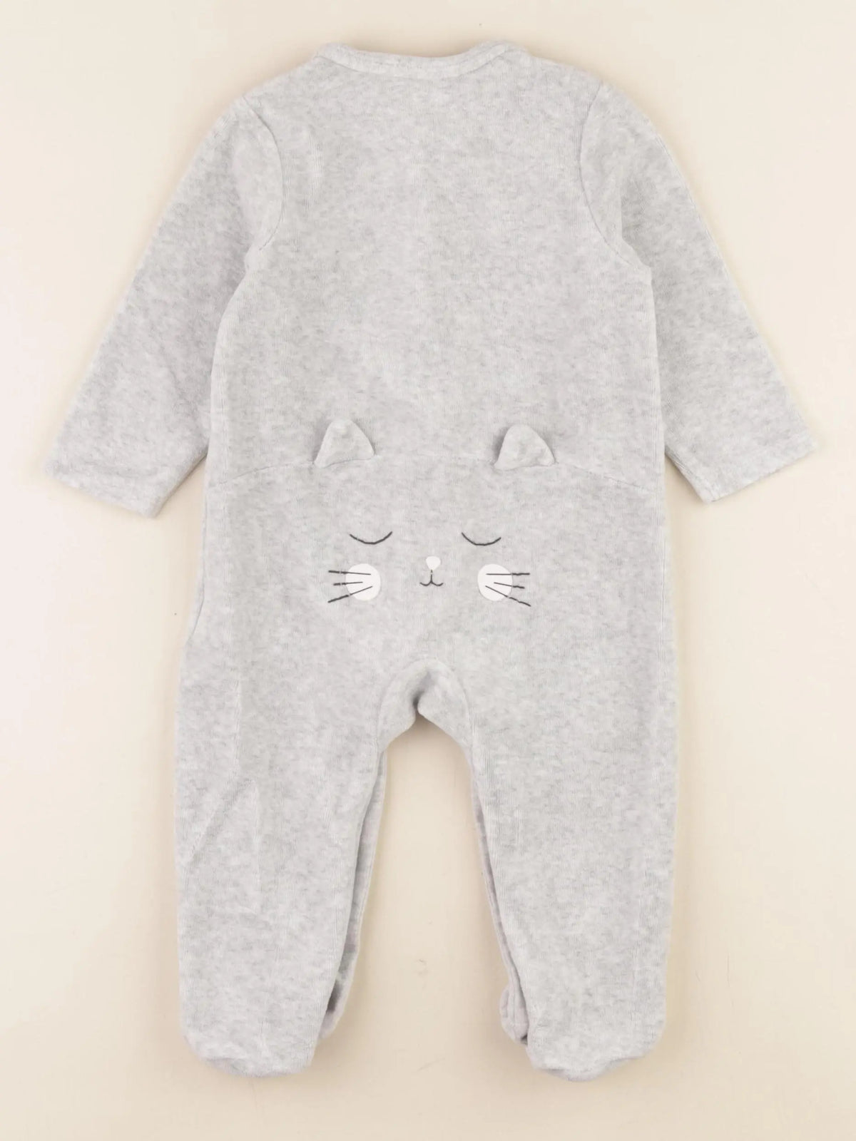Vertbaudet - pyjama velours gris - 9 mois