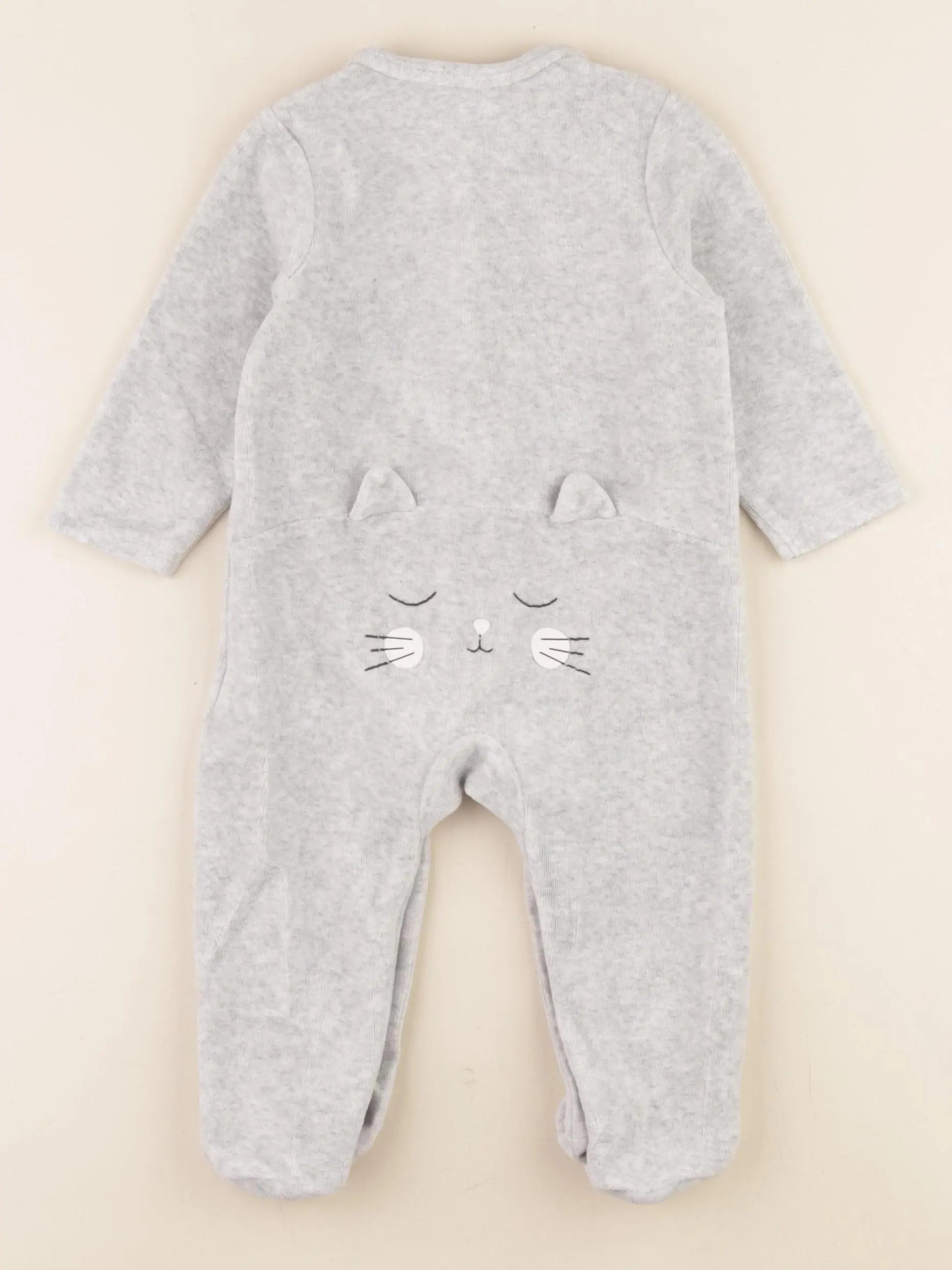 Vertbaudet - pyjama velours gris - 9 mois