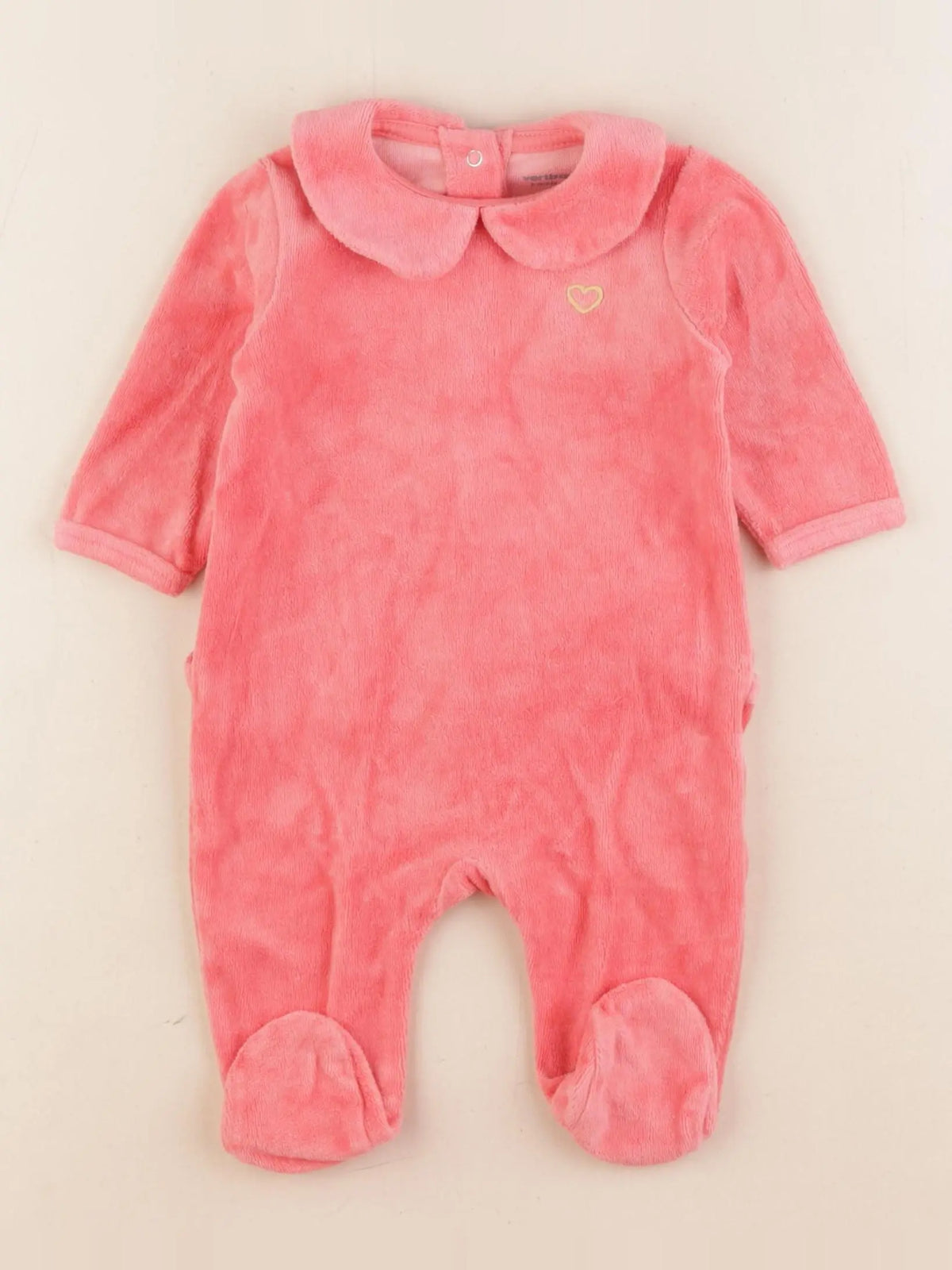 Vertbaudet - pyjama velours rose - 3 mois