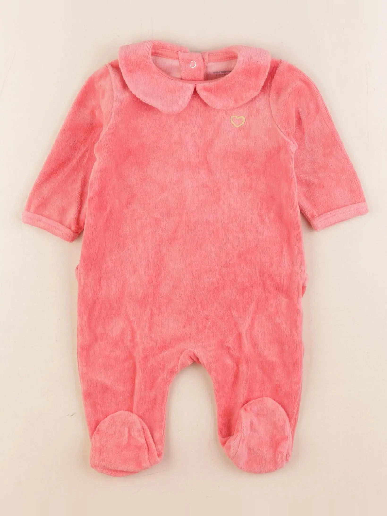 Vertbaudet - pyjama velours rose - 3 mois