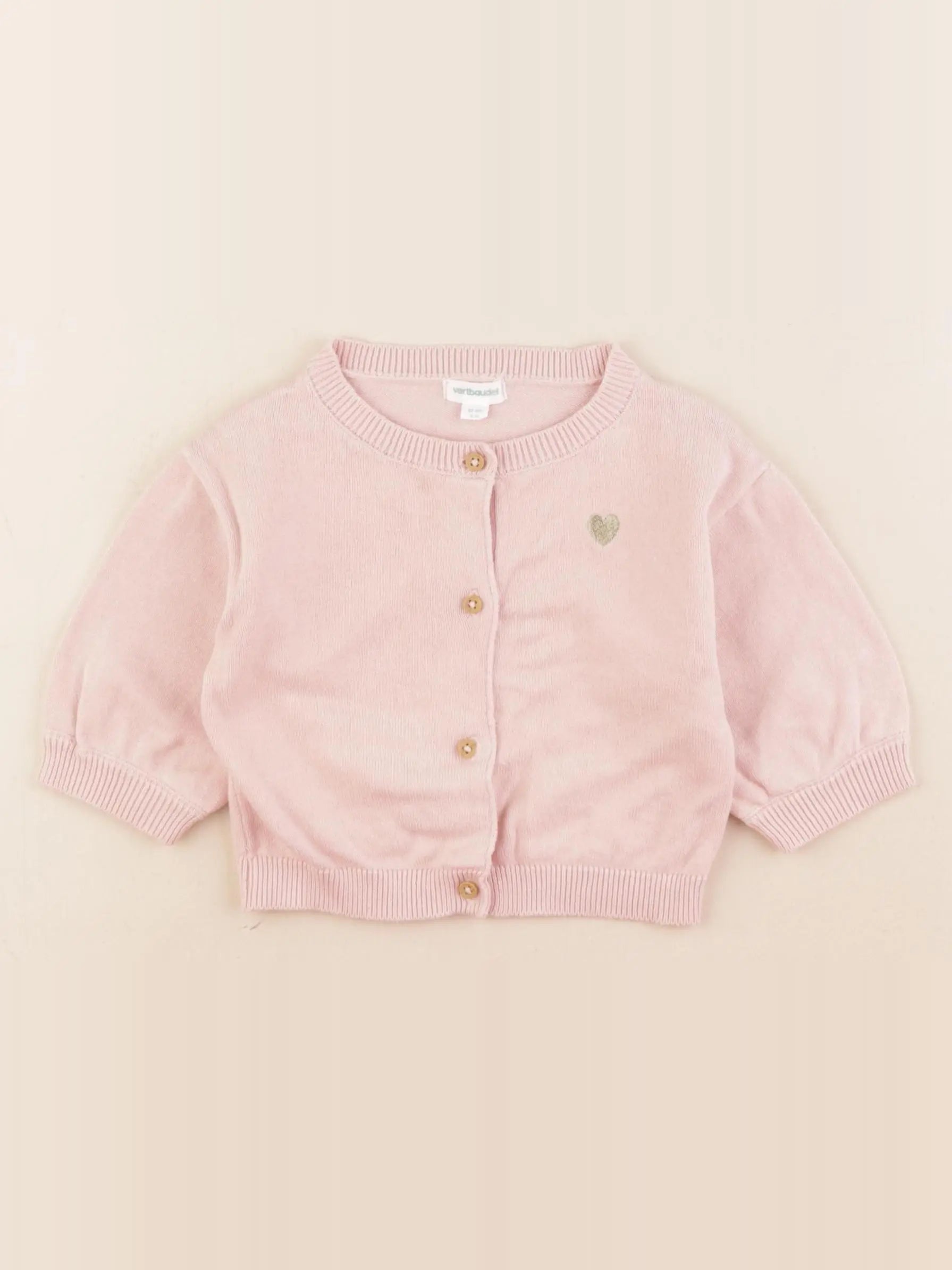 Vertbaudet - gilet rose - 6 mois