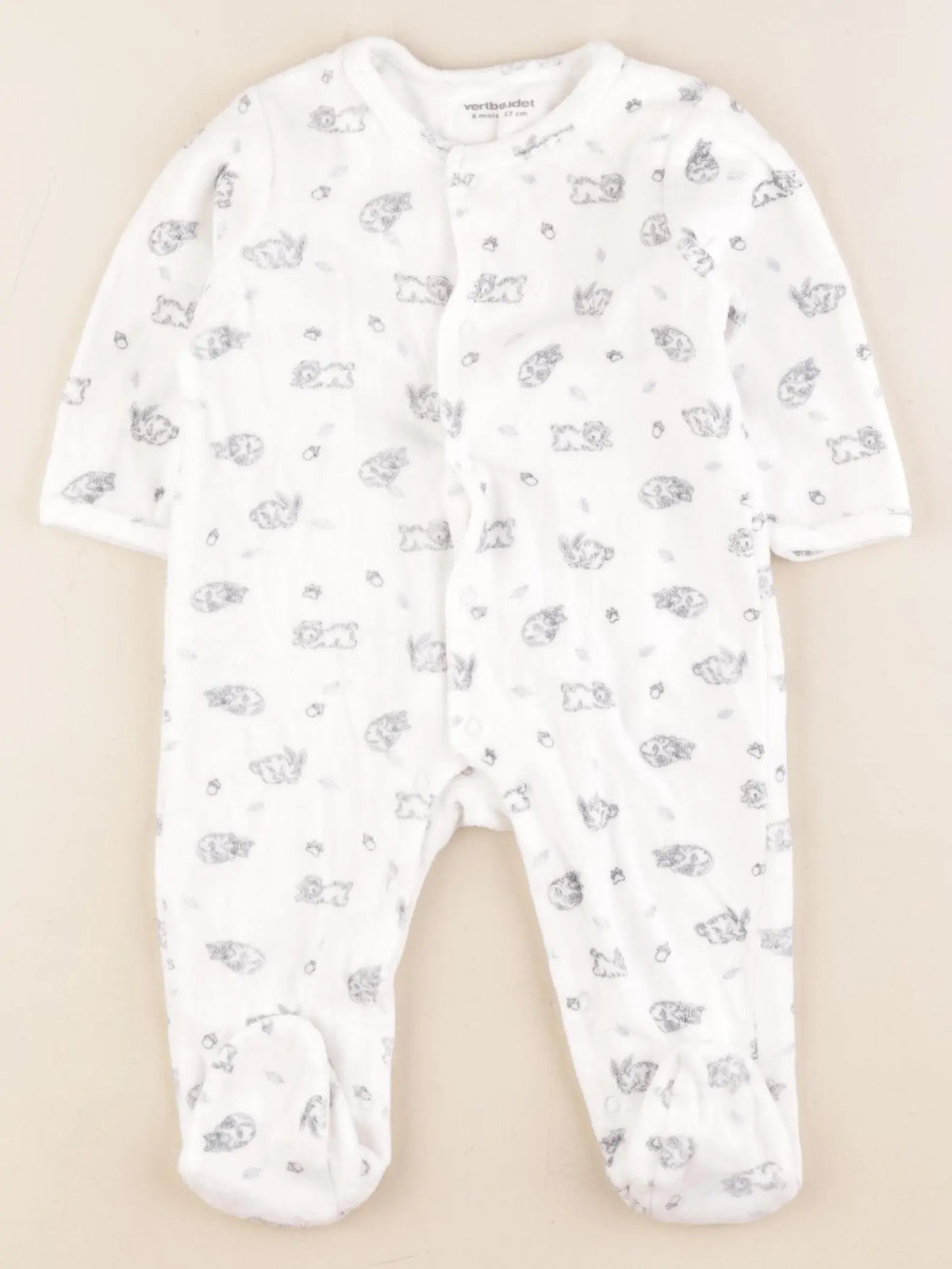 Vertbaudet - pyjama velours blanc - 6 mois