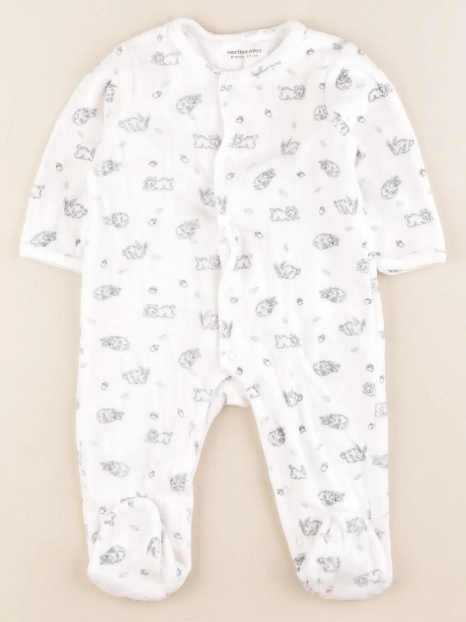 Vertbaudet - pyjama velours blanc - 6 mois