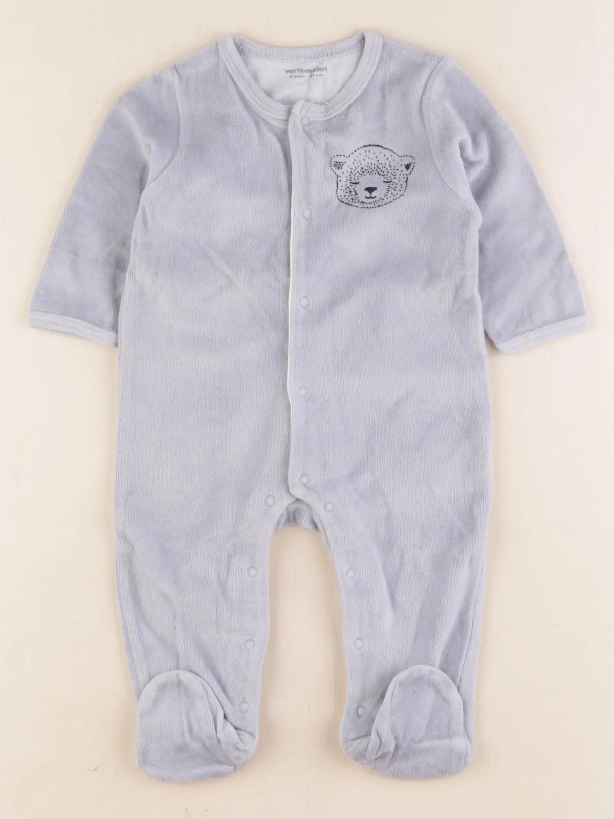 Vertbaudet - pyjama velours bleu - 6 mois