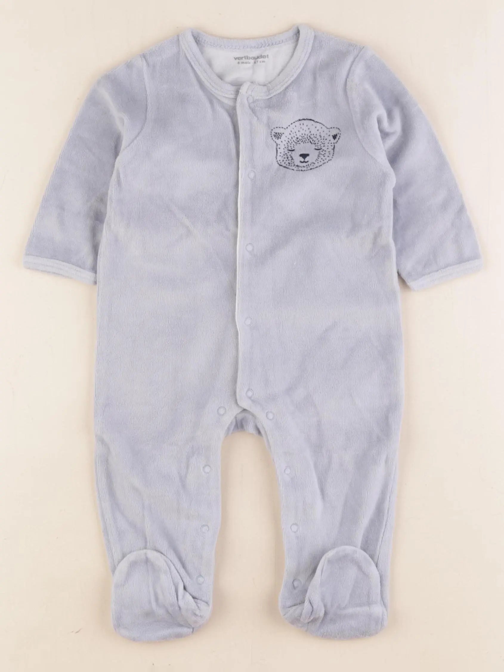 Vertbaudet - pyjama velours bleu - 6 mois