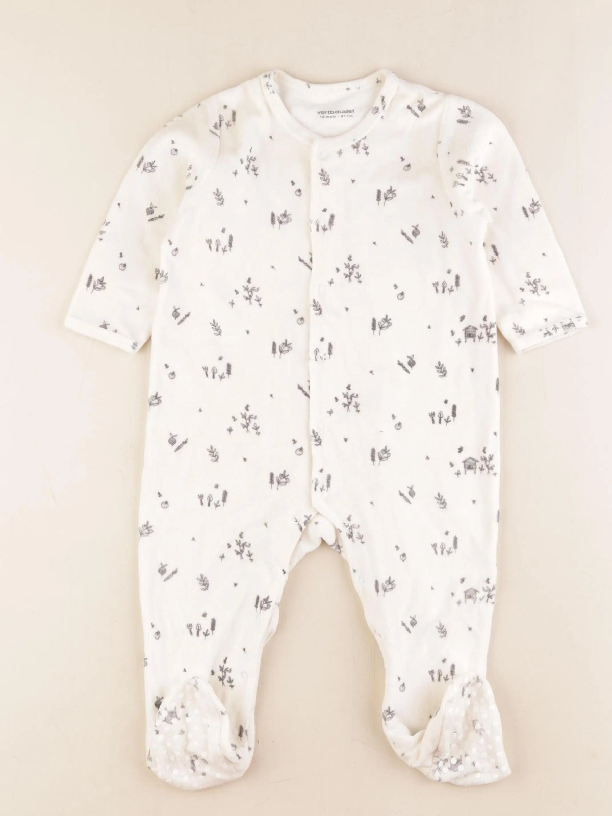 Vertbaudet - pyjama velours beige - 18 mois