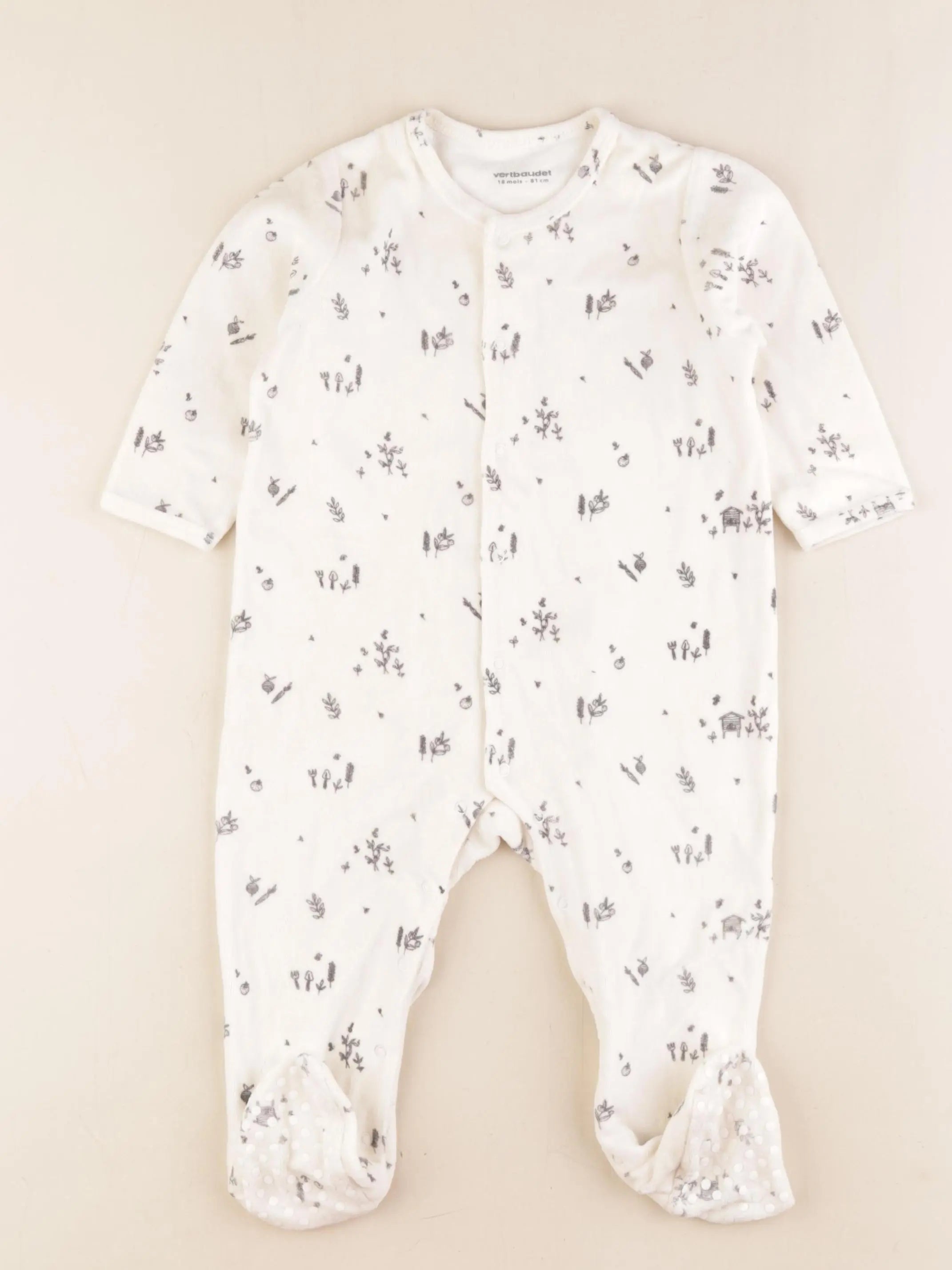 Vertbaudet - pyjama velours beige - 18 mois