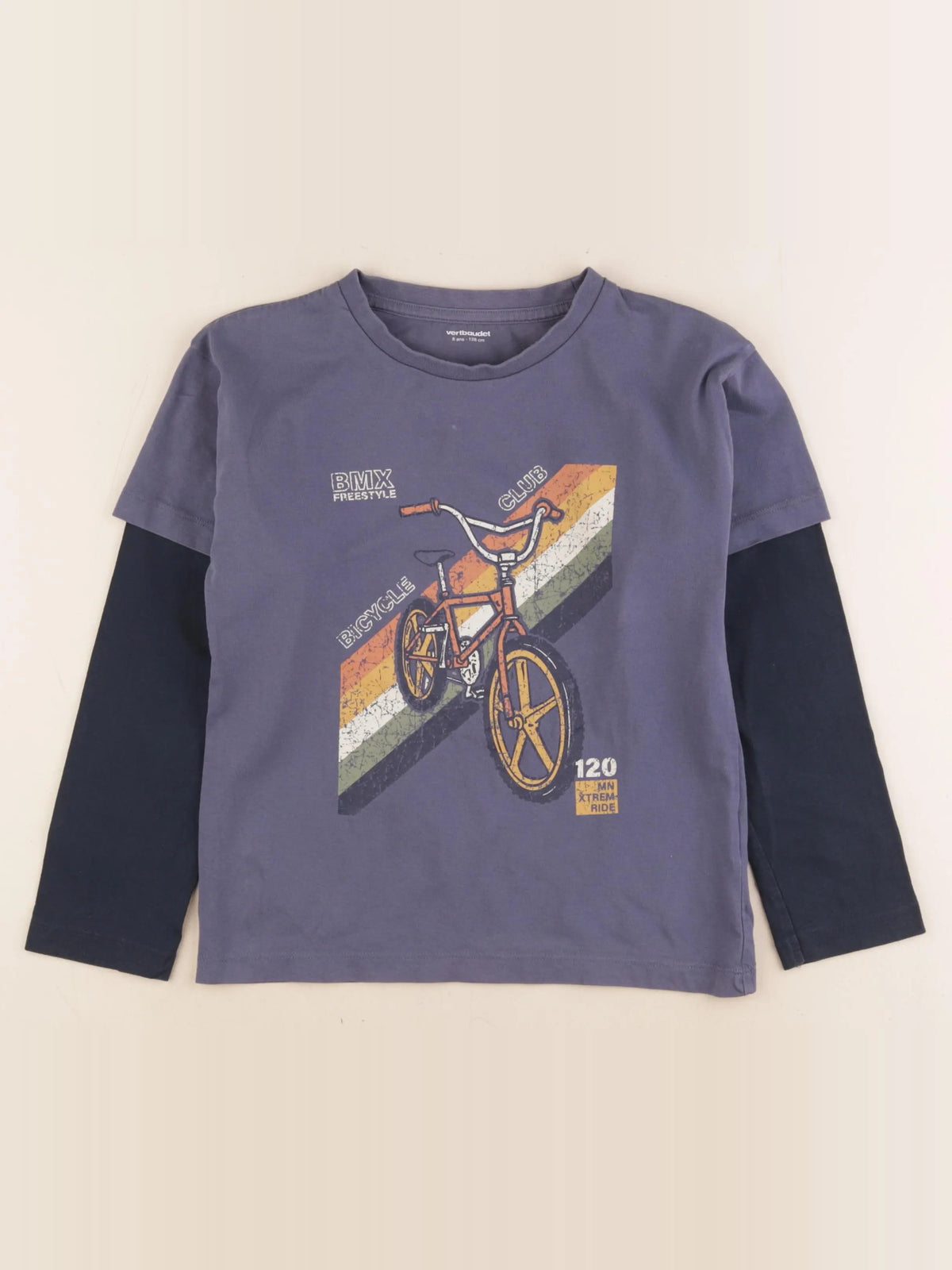 Vertbaudet - tee-shirt bleu - 8 ans