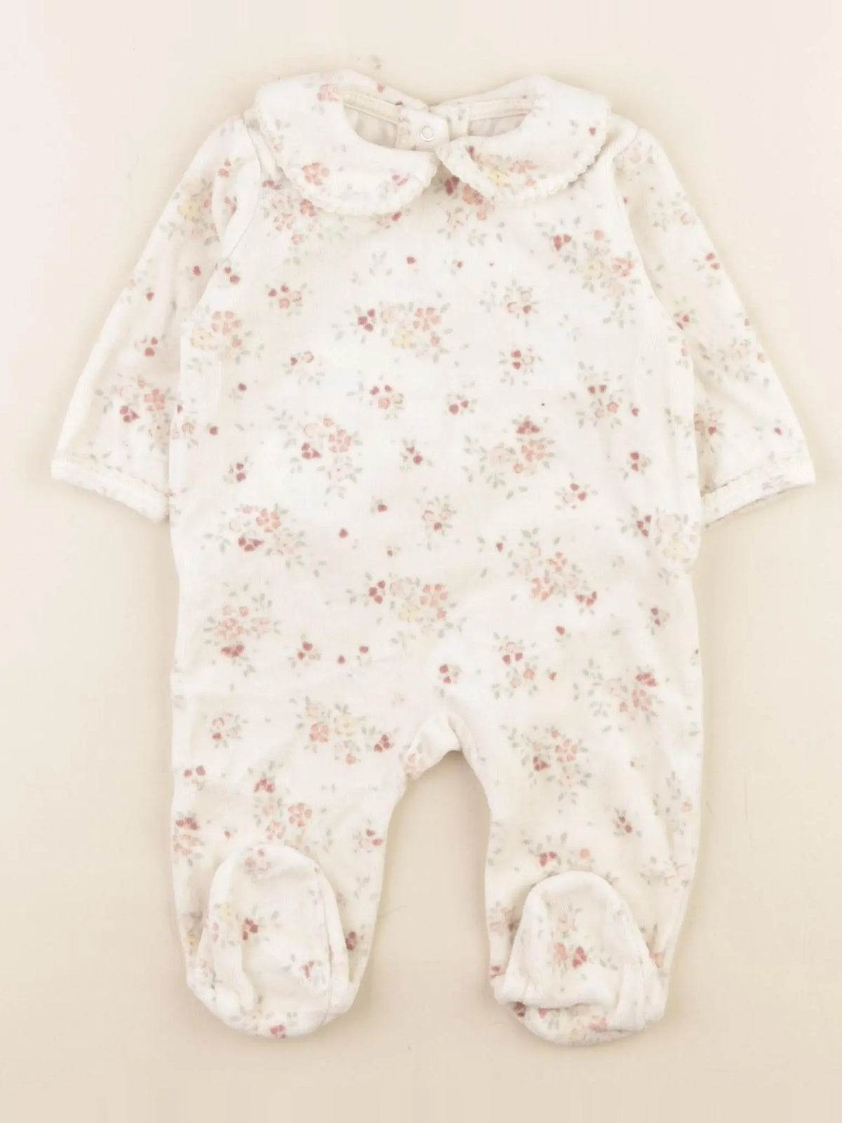 Vertbaudet - pyjama velours beige - 3 mois