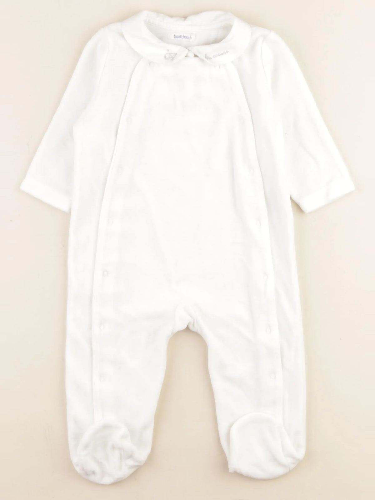 Boutchou - pyjama velours blanc, argent - 9 mois