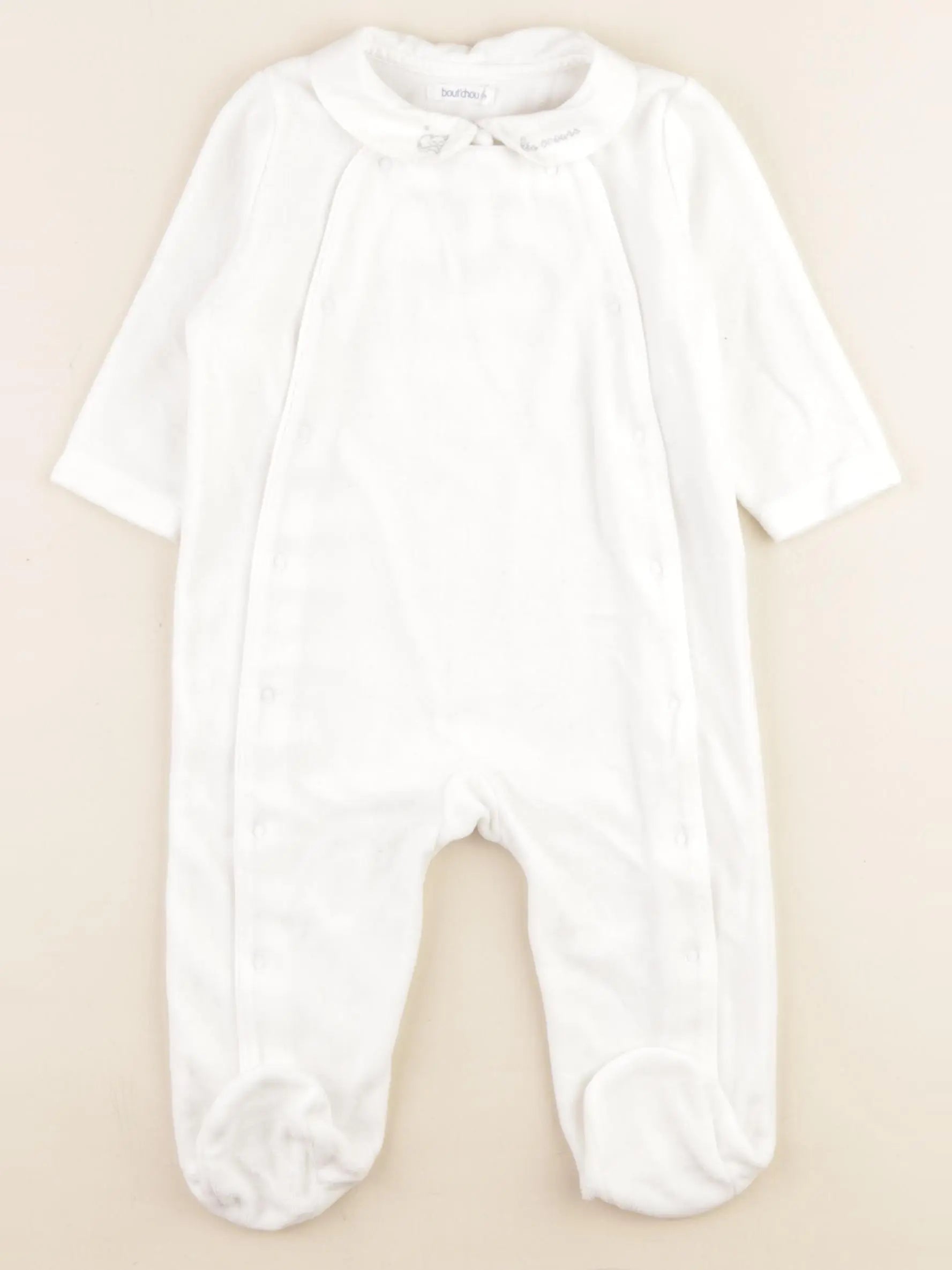 Boutchou - pyjama velours blanc, argent - 9 mois