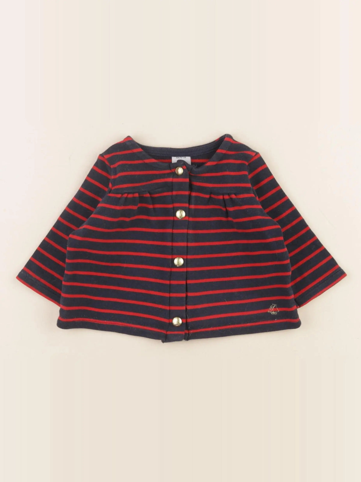 Petit Bateau - sweat bleu, rouge - 6 mois