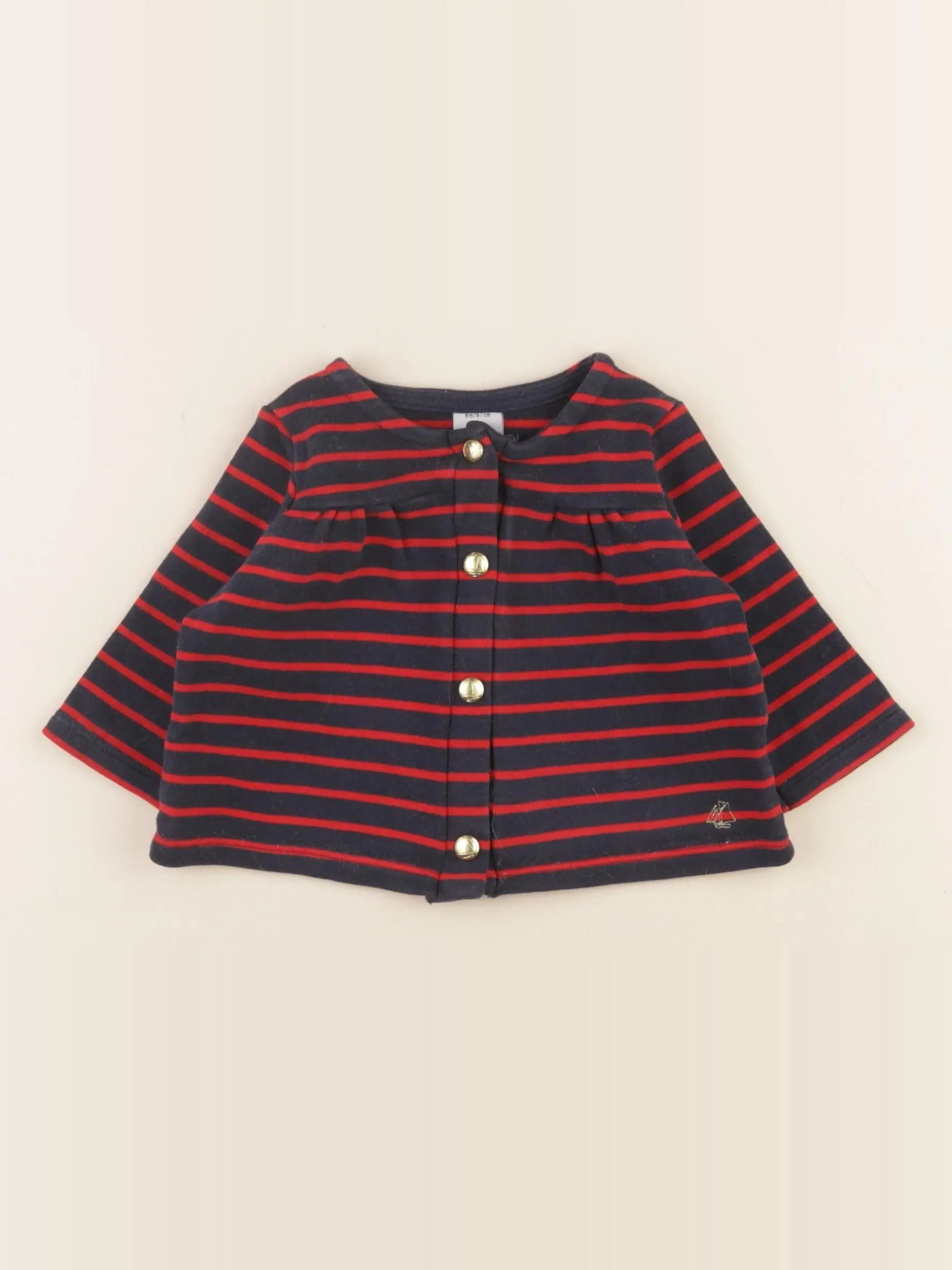 Petit Bateau - sweat bleu, rouge - 6 mois